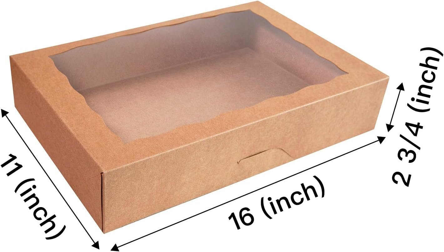 Grossiste boîte à pâtisserie 15-PACK 16x11x2,75 pouces avec fenêtre en PVC, contenant 12 donuts, design auto-dépliable en carton naturel, logo personnalisé, fabricant, vente en gros. Grossiste boîte à pâtisserie 15-PACK 16x11x2,75 pouces avec fenêtre en PVC, contenant 12 donuts, design auto-dépliable en carton naturel, logo personnalisé, fabricant, vente en gros.