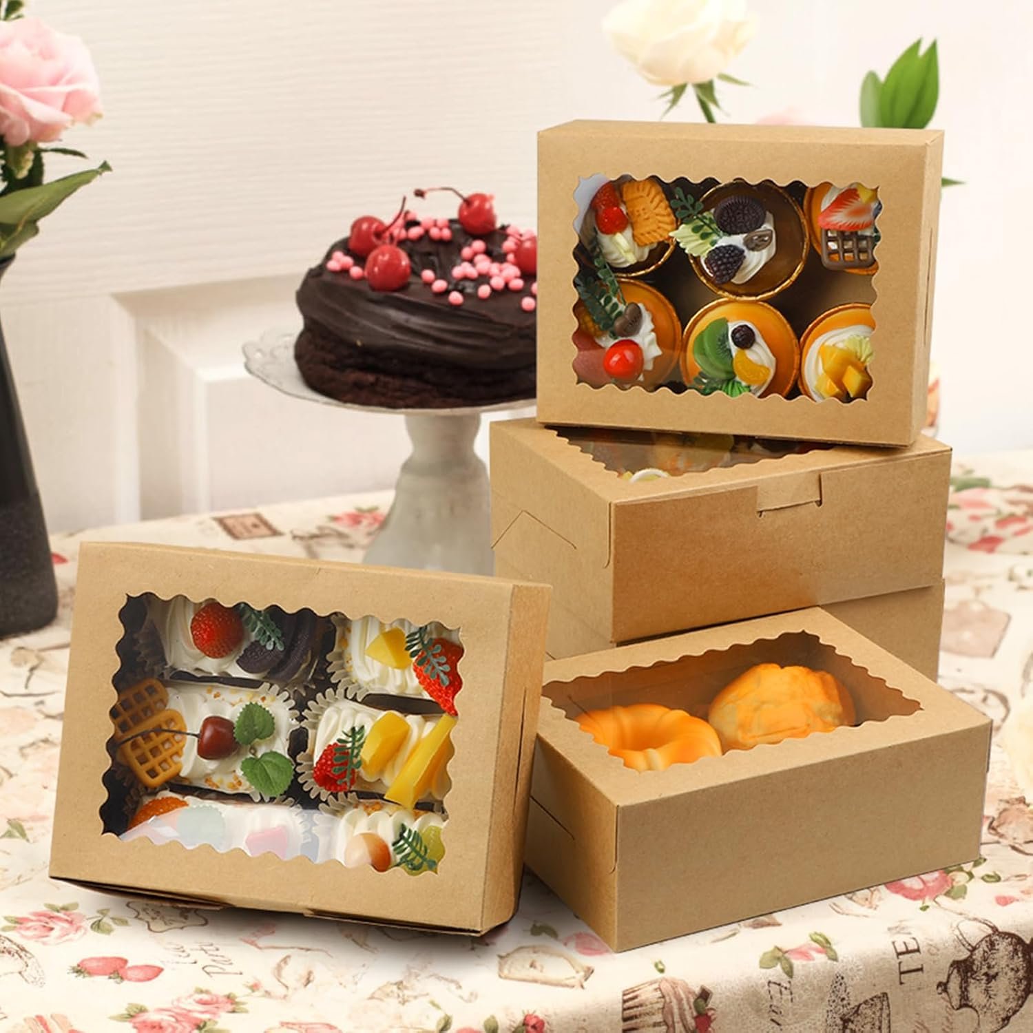 Boîte à Cupcakes 8X6X3 Pouces 24 Pack, Fournisseur de Boîtes à Pâtisseries avec Fenêtre, Logo Personnalisé, Boîte Kraft Marron pour Cookies, Gâteaux, Donuts, Macarons, Boîte Spéciale pour Confectioneries en Vrac. Boîte à Cupcakes 8X6X3 Pouces 24 Pack, Fournisseur de Boîtes à Pâtisseries avec Fenêtre, Logo Personnalisé, Boîte Kraft Marron pour Cookies, Gâteaux, Donuts, Macarons, Boîte Spéciale pour Confectioneries en Vrac.