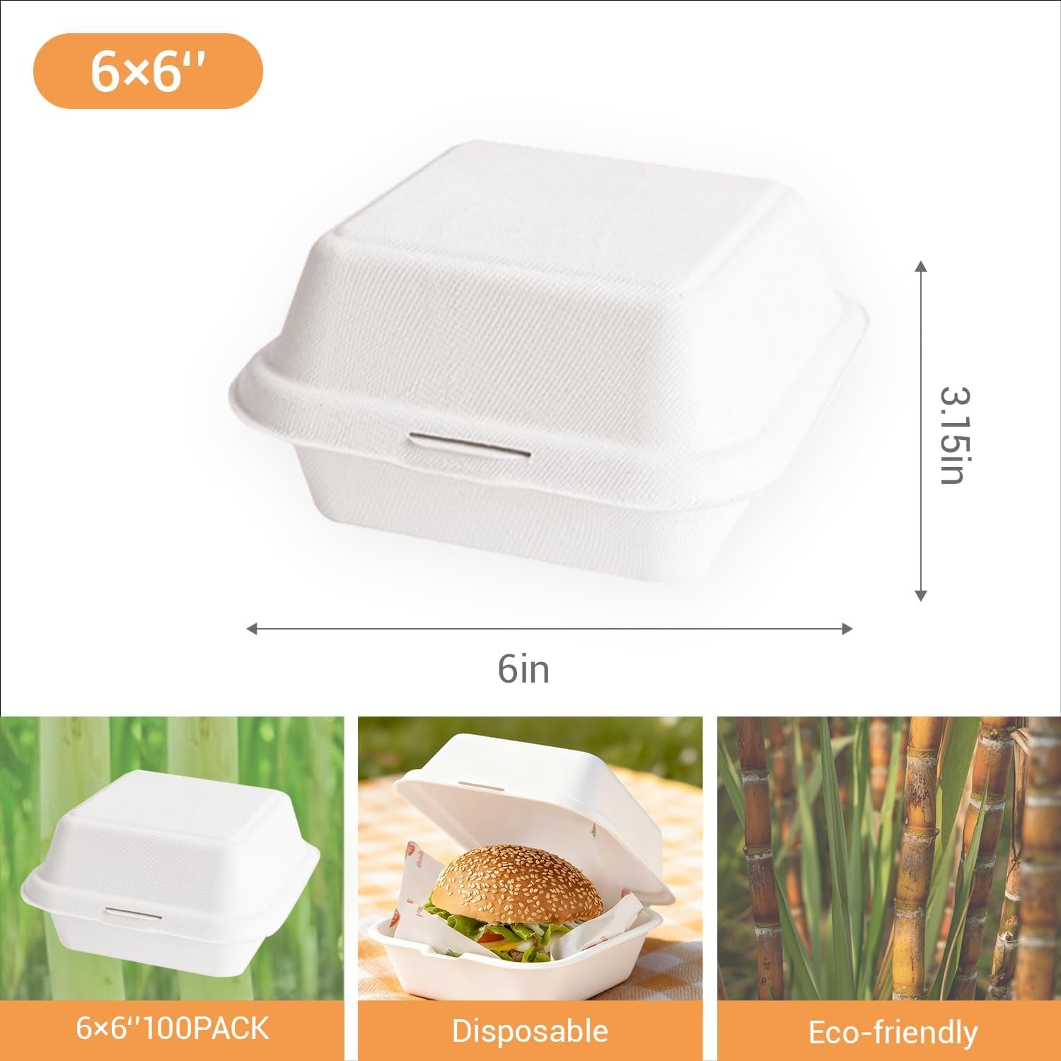 Grossiste en boîtes à burger jetables 100 pcs 6