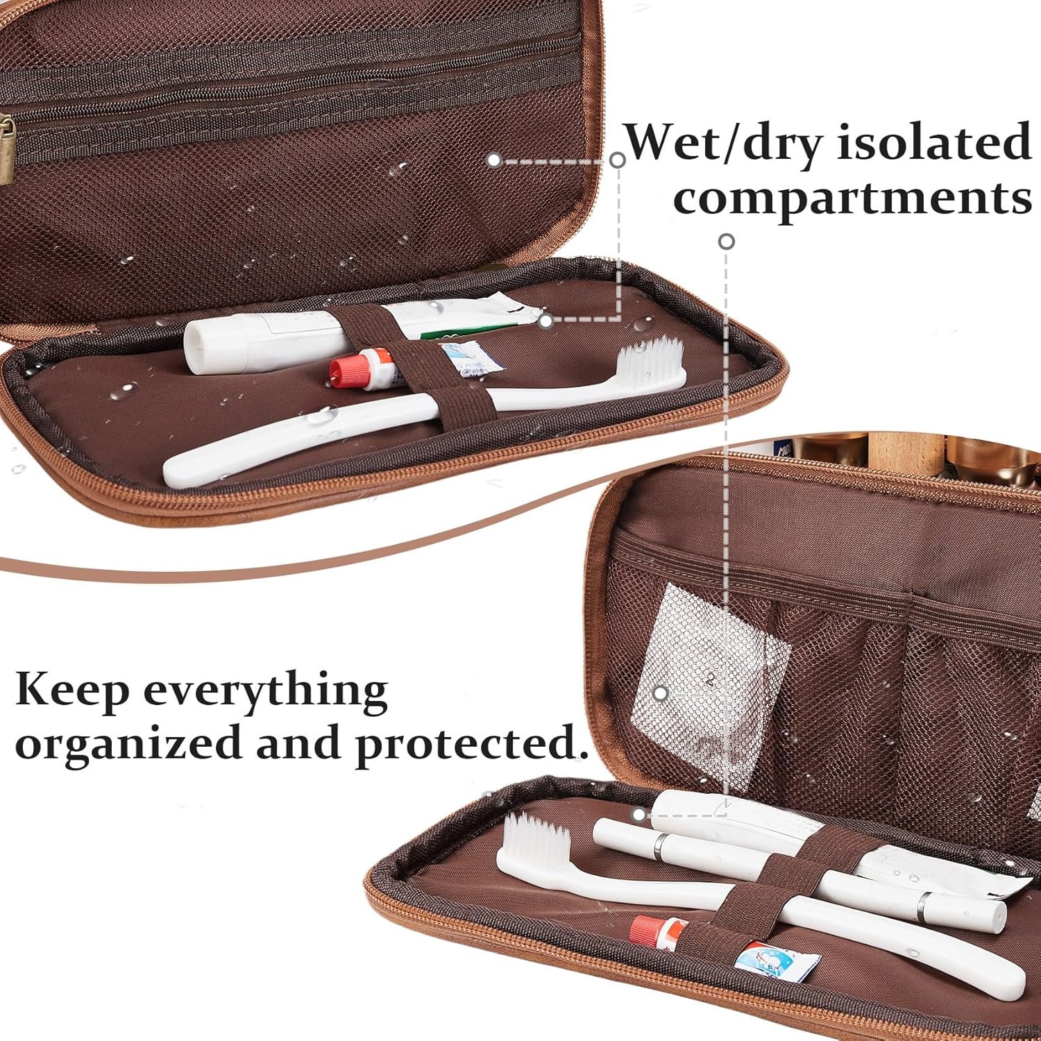 Toiletry Bag Personnalisé pour Hommes, Vente en Gros du Fournisseur, Sacs de Toilette avec Initiales et Blé, Essentiels de Voyage pour Hommes (Moyen, Jaune Brun, J)