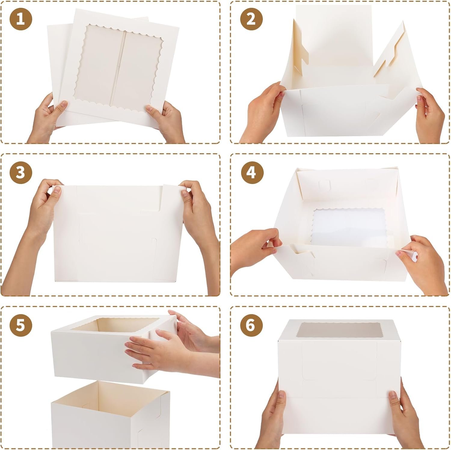 Grossiste en Vrac Boîtes à Gâteau 28 pièces 10x10x8 pouces, solutions pour pâtisseries, desserts, tarte, logo personnalisé pour la fête des mères, la Saint-Valentin et les anniversaires. Fournisseur fiable pour la vente en gros.