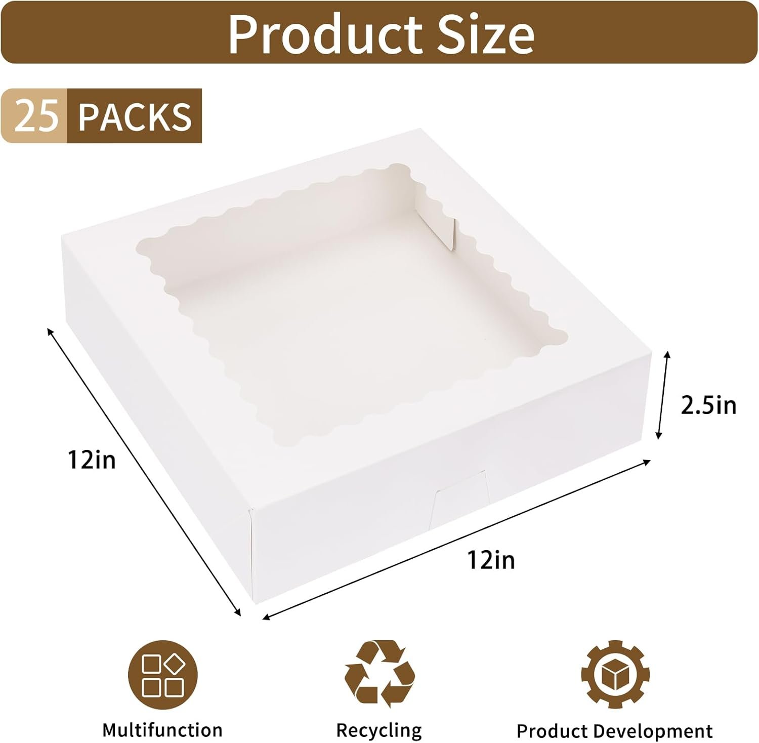 Grossiste en Vrac Boîtes à Pâtisseries 25 pcs, 12x12x2,5 Boîtes Blanches avec Fenêtre, Fournisseur de Boîtes à Cookies Automatiques pour Tartes, Boîtes à Desserts pour Pizzas, Fraises, Chocolats, Pâtisseries, Muffins et Beignets | Logo Personnalisé Grossiste en Vrac Boîtes à Pâtisseries 25 pcs, 12x12x2,5 Boîtes Blanches avec Fenêtre, Fournisseur de Boîtes à Cookies Automatiques pour Tartes, Boîtes à Desserts pour Pizzas, Fraises, Chocolats, Pâtisseries, Muffins et Beignets | Logo Personnalisé