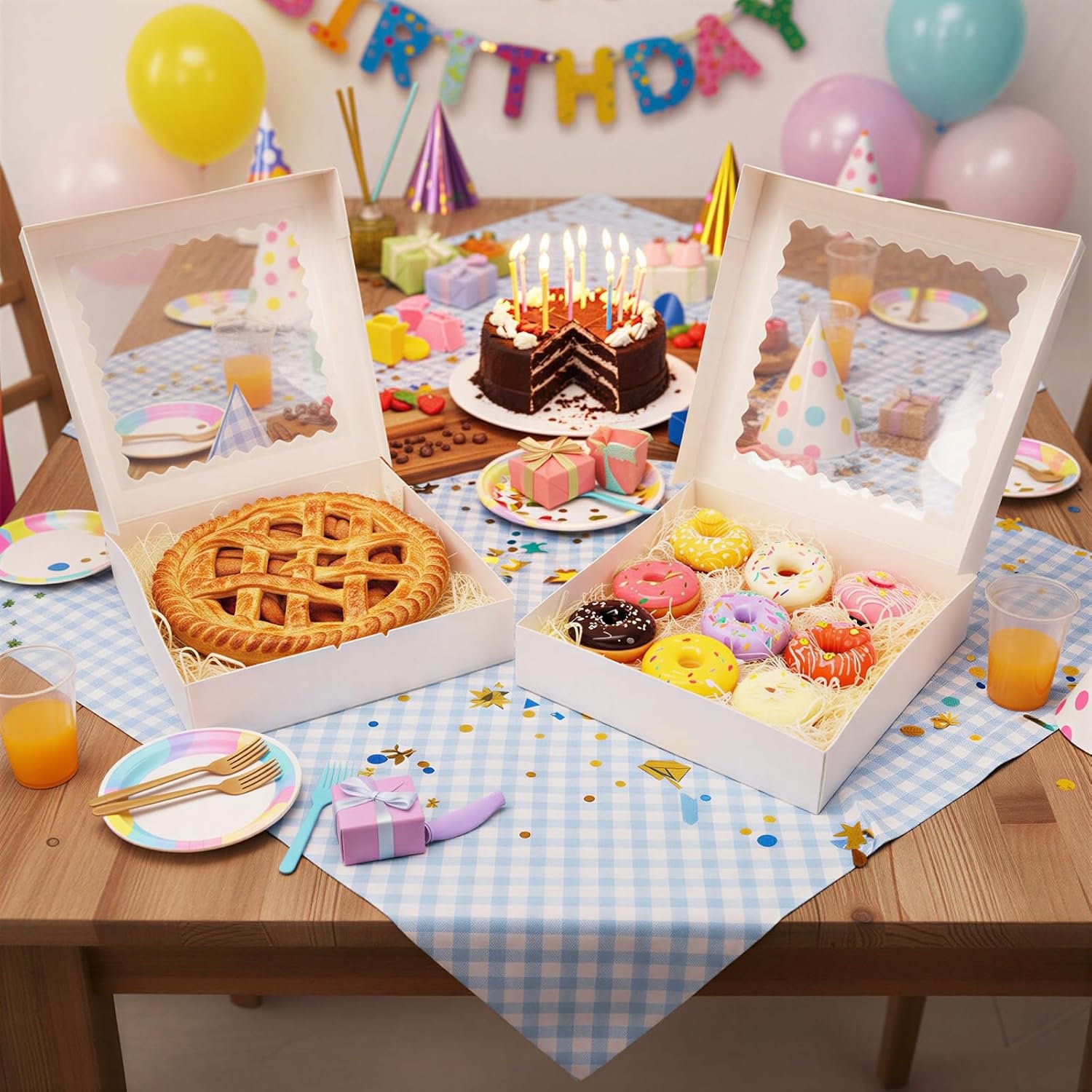 Grossiste en Vrac Boîtes à Pâtisseries 25 pcs, 12x12x2,5 Boîtes Blanches avec Fenêtre, Fournisseur de Boîtes à Cookies Automatiques pour Tartes, Boîtes à Desserts pour Pizzas, Fraises, Chocolats, Pâtisseries, Muffins et Beignets | Logo Personnalisé Grossiste en Vrac Boîtes à Pâtisseries 25 pcs, 12x12x2,5 Boîtes Blanches avec Fenêtre, Fournisseur de Boîtes à Cookies Automatiques pour Tartes, Boîtes à Desserts pour Pizzas, Fraises, Chocolats, Pâtisseries, Muffins et Beignets | Logo Personnalisé