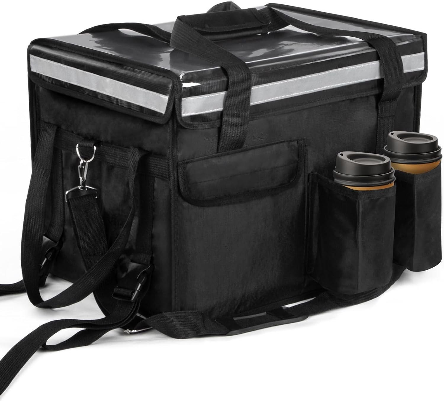 Grossiste en Bags Isolants pour Livraison de Nourriture avec Support pour Tasse 17,3" x 13,5" x 12,5", Fabricant de Sacs Isolants Étanches, Logo Personnalisé pour Doordash avec Séparateur.