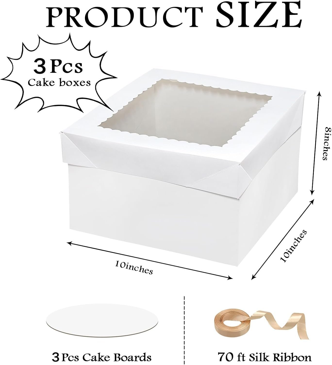 Grossiste boîtes à gâteaux carrées 10x10x8 pouces avec fenêtres et planches - Fabricant de solutions de packaging en vrac - Logo personnalisé et ruban en soie de 70ft Grossiste boîtes à gâteaux carrées 10x10x8 pouces avec fenêtres et planches - Fabricant de solutions de packaging en vrac - Logo personnalisé et ruban en soie de 70ft