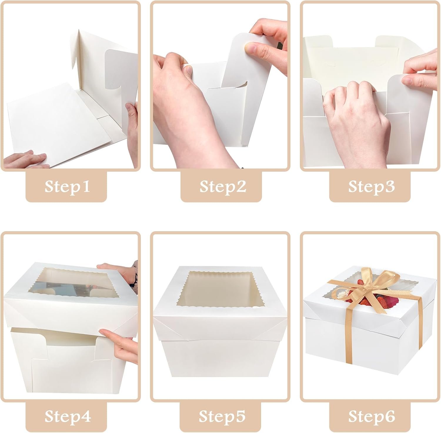 Grossiste boîtes à gâteaux carrées 10x10x8 pouces avec fenêtres et planches - Fabricant de solutions de packaging en vrac - Logo personnalisé et ruban en soie de 70ft Grossiste boîtes à gâteaux carrées 10x10x8 pouces avec fenêtres et planches - Fabricant de solutions de packaging en vrac - Logo personnalisé et ruban en soie de 70ft