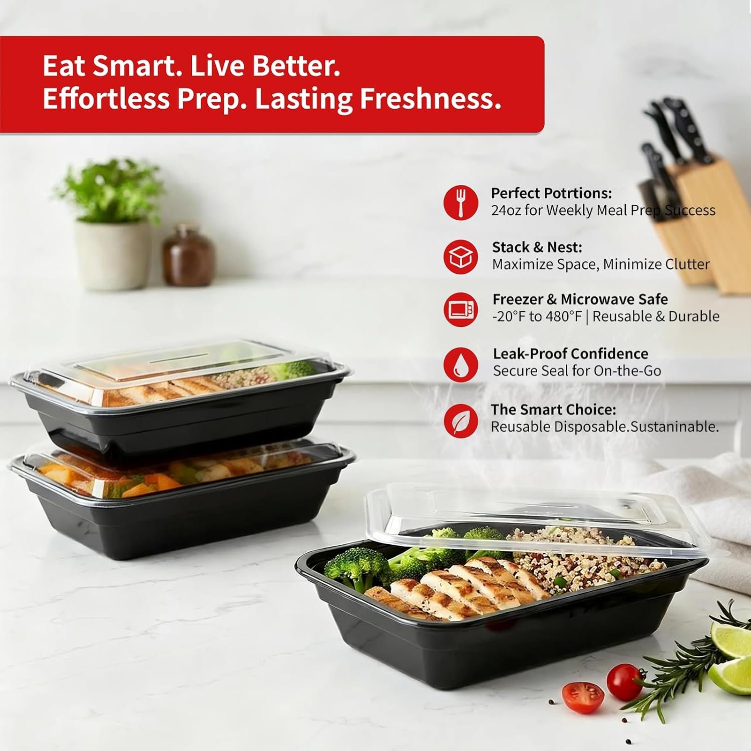 Pack de 60 contenants de préparation de repas de 24 oz, fournisseurs de contenants alimentaires, Logo Personnalisé, réutilisables, étanches, compatibles avec congélateur, micro-ondes et lave-vaisselle, vente en gros, avec couvercles. Pack de 60 contenants de préparation de repas de 24 oz, fournisseurs de contenants alimentaires, Logo Personnalisé, réutilisables, étanches, compatibles avec congélateur, micro-ondes et lave-vaisselle, vente en gros, avec couvercles.