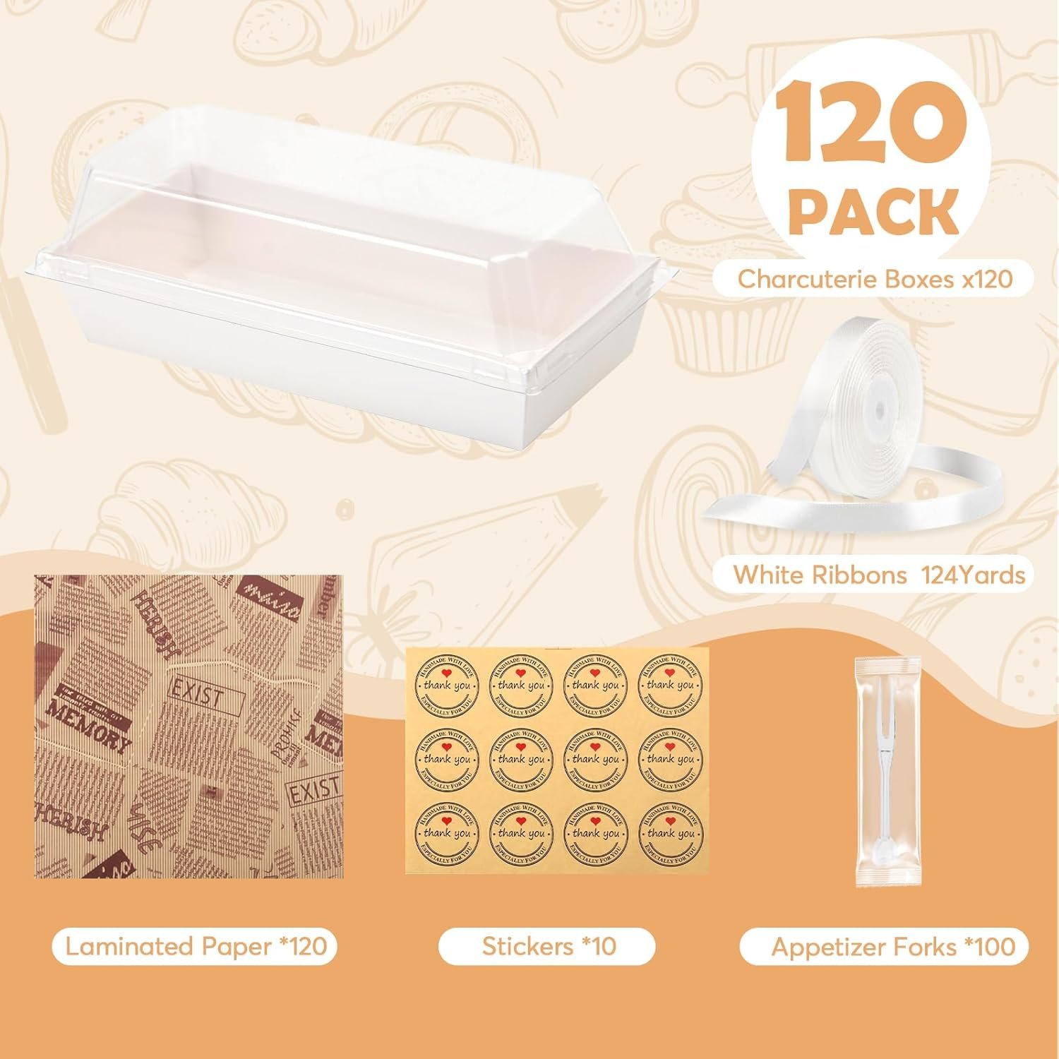 Grossiste en Vrac - Boîtes à Charcuterie 120Pcs avec Couvercles Transparent, Boîtes à Desserts en Papier Jetables 7 Pouces pour Sandwich, Cookies, Sushi, Part de Gâteau et Fraises - Fabricant avec Logo Personnalisé