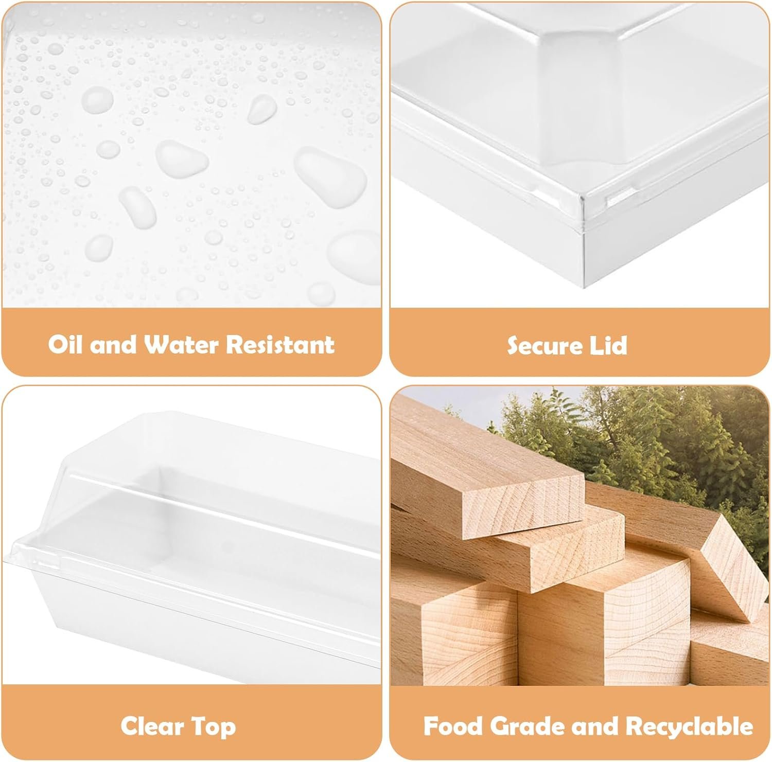 Grossiste en Vrac - Boîtes à Charcuterie 120Pcs avec Couvercles Transparent, Boîtes à Desserts en Papier Jetables 7 Pouces pour Sandwich, Cookies, Sushi, Part de Gâteau et Fraises - Fabricant avec Logo Personnalisé