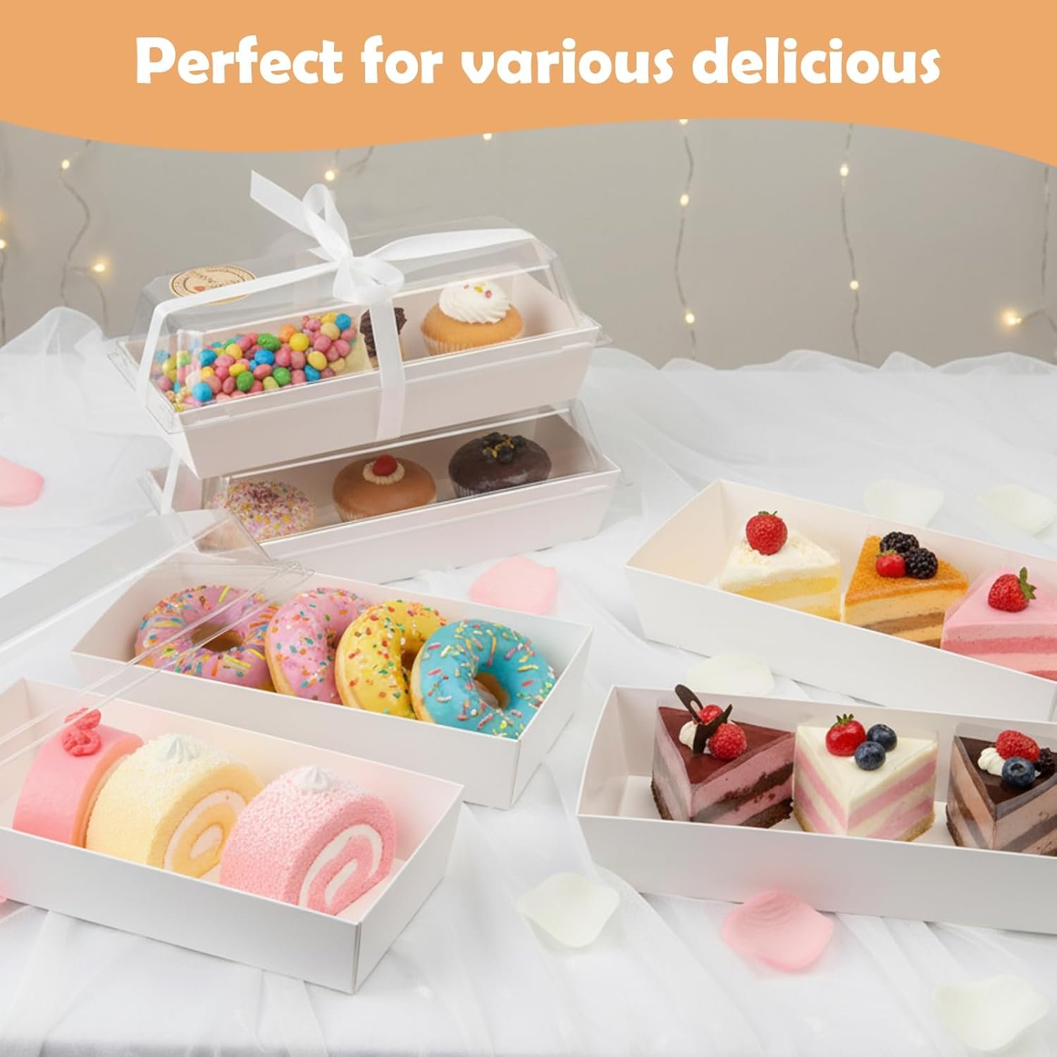 Grossiste en Vrac - Boîtes à Charcuterie 120Pcs avec Couvercles Transparent, Boîtes à Desserts en Papier Jetables 7 Pouces pour Sandwich, Cookies, Sushi, Part de Gâteau et Fraises - Fabricant avec Logo Personnalisé
