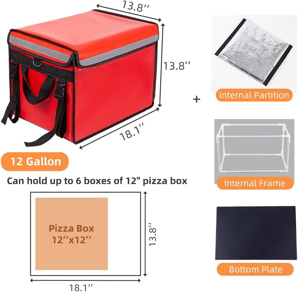 Grossiste de sacs isothermes rouges pour la livraison alimentaire XL - 18,1