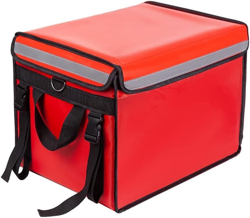 Grossiste de sacs isothermes rouges pour la livraison alimentaire XL - 18,1" x 13,8" x 13,8", sac de livraison alimentaire commercial avec séparateur, étanche et pliable. Logo Personnalisé, sacs de livraison de pizzas 12 pouces. Fabricant de solutions de transport en gros.