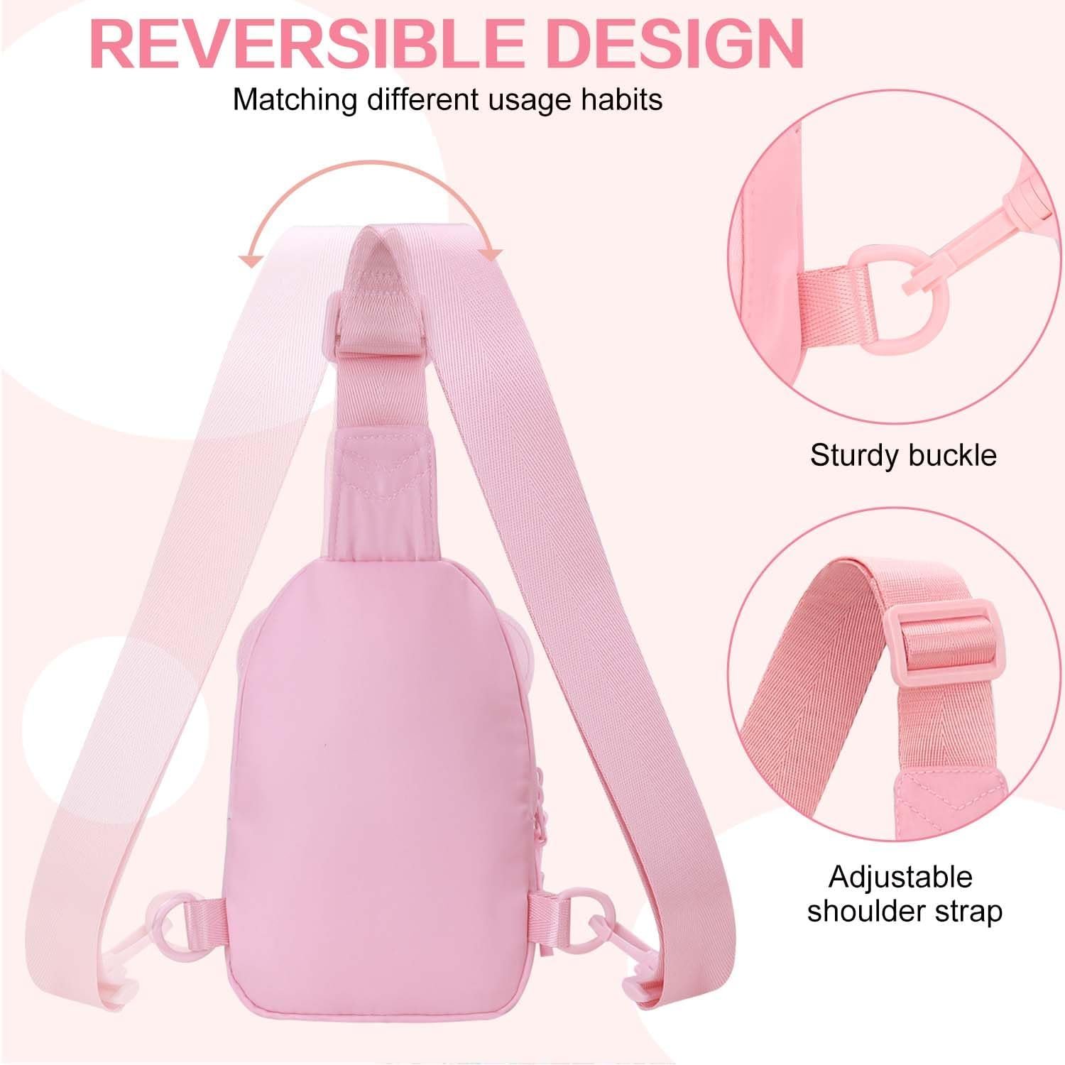 Sac à bandoulière pour filles - Fabricant de sacs personnalisés pour filles de 3 à 7 ans, petite pochette transparente pour enfants, idéale comme cadeau d’anniversaire en gros, rose.