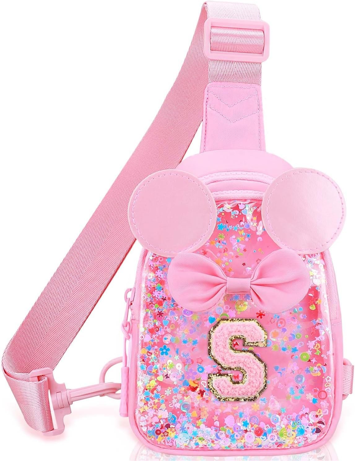 Sac à bandoulière pour filles - Fabricant de sacs personnalisés pour filles de 3 à 7 ans, petite pochette transparente pour enfants, idéale comme cadeau d’anniversaire en gros, rose.