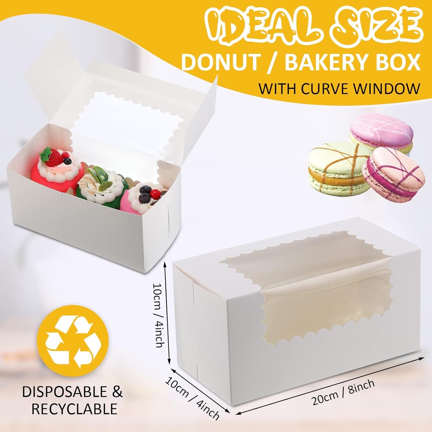 Boîte à pâtisserie 60 pcs 8x4x4 pouces avec fenêtre pour cookies, fournisseur d'emballages, OEM pour gâteaux, muffins, pains et douceurs en vrac. Boîte à pâtisserie 60 pcs 8x4x4 pouces avec fenêtre pour cookies, fournisseur d'emballages, OEM pour gâteaux, muffins, pains et douceurs en vrac.
