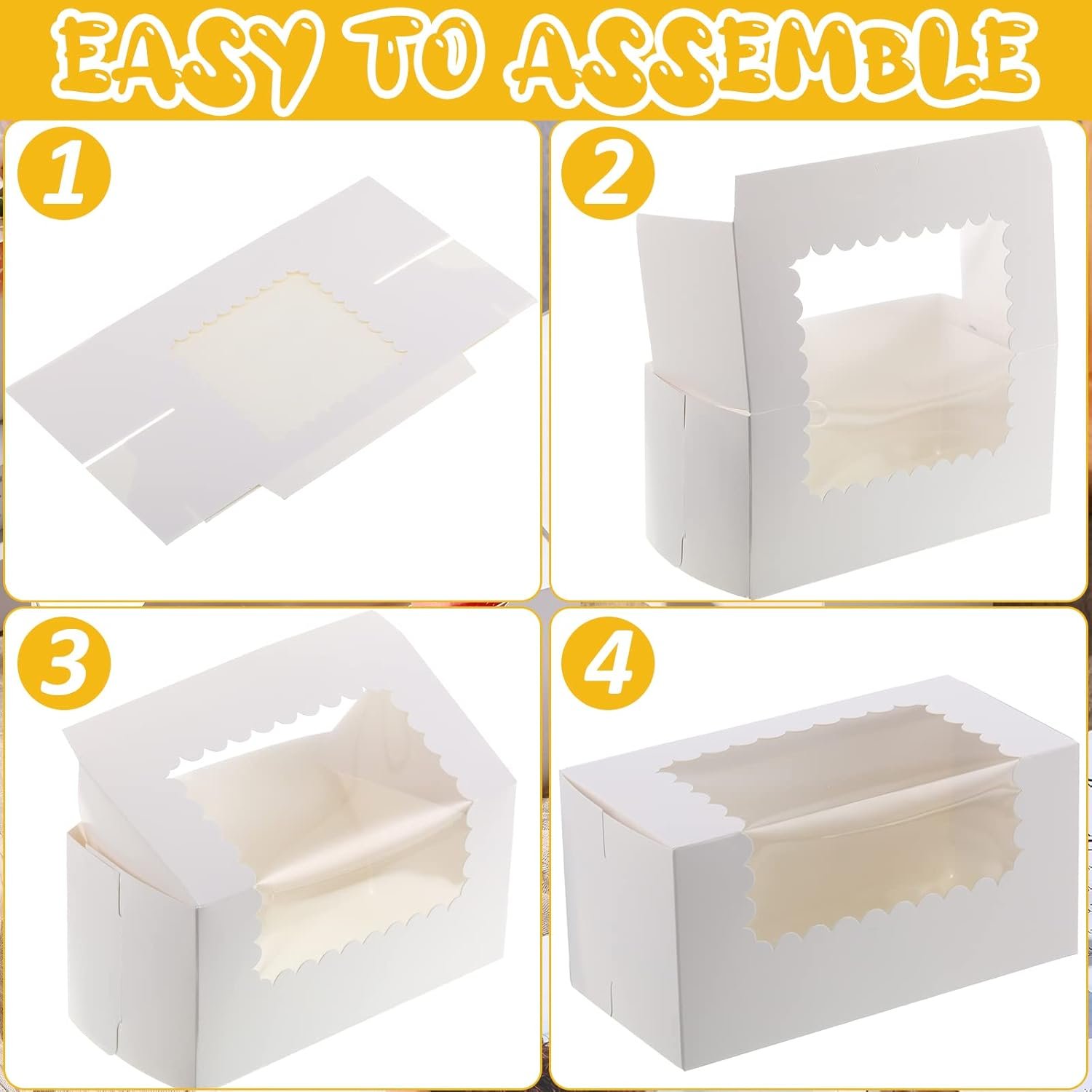 Boîte à pâtisserie 60 pcs 8x4x4 pouces avec fenêtre pour cookies, fournisseur d'emballages, OEM pour gâteaux, muffins, pains et douceurs en vrac. Boîte à pâtisserie 60 pcs 8x4x4 pouces avec fenêtre pour cookies, fournisseur d'emballages, OEM pour gâteaux, muffins, pains et douceurs en vrac.