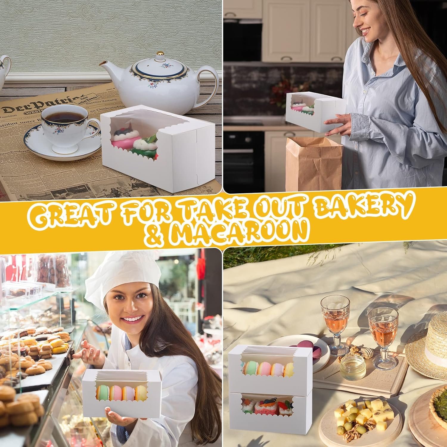 Boîte à pâtisserie 60 pcs 8x4x4 pouces avec fenêtre pour cookies, fournisseur d'emballages, OEM pour gâteaux, muffins, pains et douceurs en vrac. Boîte à pâtisserie 60 pcs 8x4x4 pouces avec fenêtre pour cookies, fournisseur d'emballages, OEM pour gâteaux, muffins, pains et douceurs en vrac.