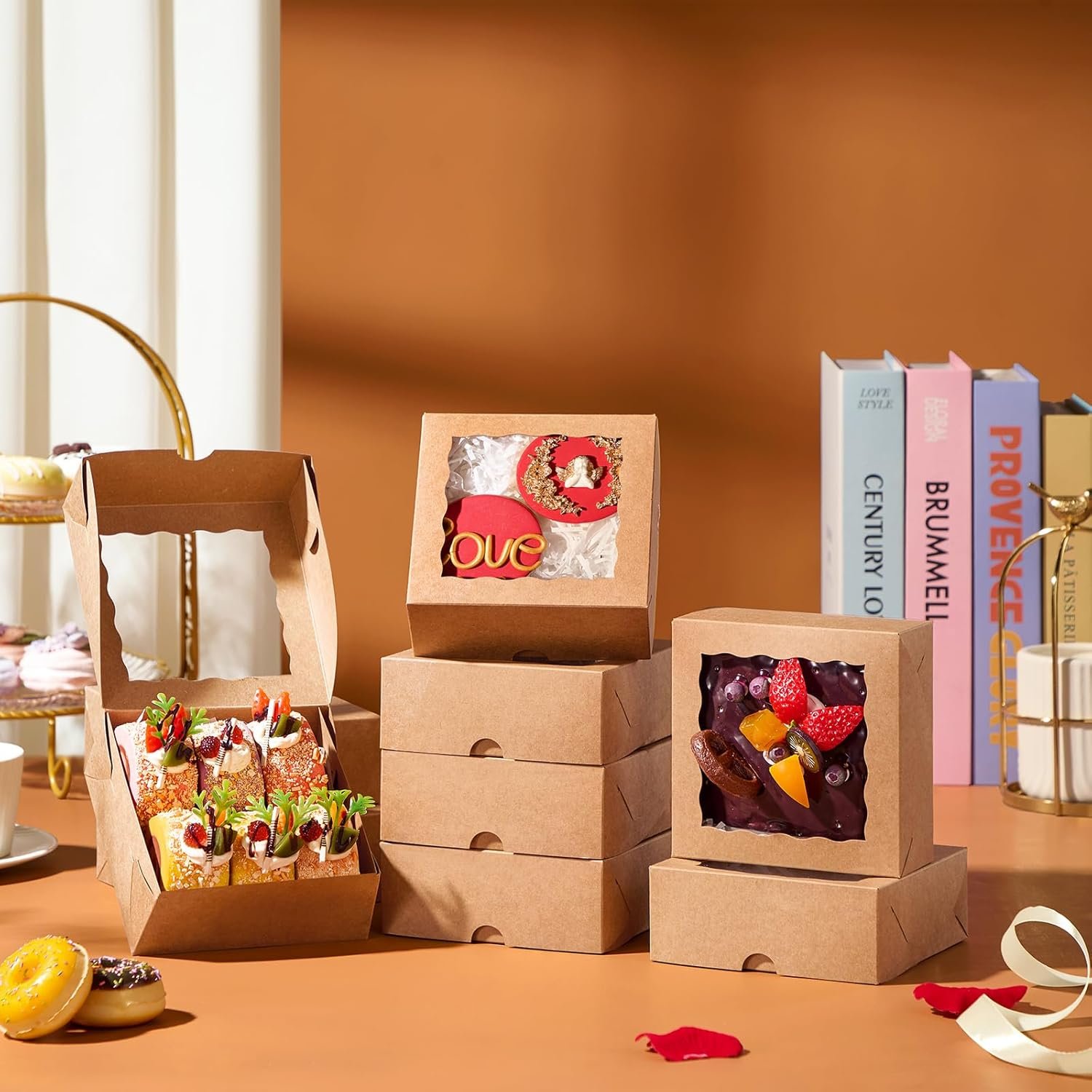 Boîte à gâteaux 20 Pcs 5x5x2 pouces pour pâtisseries, fournisseur en gros, idéale pour macaron, chocolat, truffes et cadeaux, personnalisation de logo disponible. Boîte à gâteaux 20 Pcs 5x5x2 pouces pour pâtisseries, fournisseur en gros, idéale pour macaron, chocolat, truffes et cadeaux, personnalisation de logo disponible.