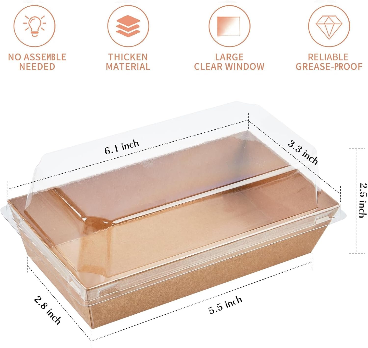 Grossiste Boîtes à Charcuterie en Papier avec Couvercles Transparents 50 Pack Contenants Jetables pour Sandwichs, Petites Boîtes en Kraft pour 2 Cupcakes, Muffins, Bombes de Chocolat Chaud, Fraises, Boîtes à Desserts à Emporter OEM