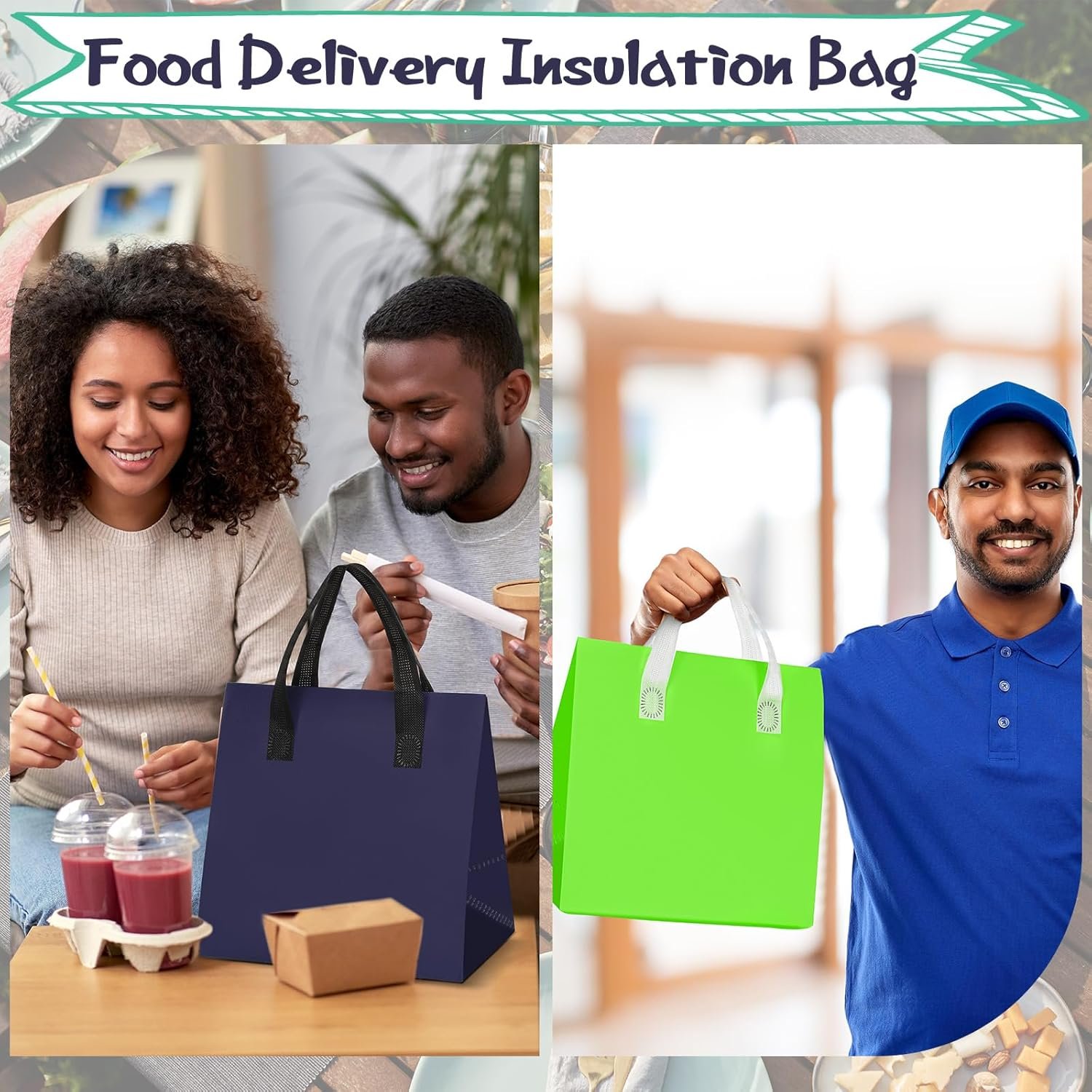 Grossiste sacs isothermes en vrac 150 pièces 9,5 x 9,5 x 6 pouces pour le transport de nourriture, fournitures de café, thé chaud et boissons froides, avec possibilité de logo personnalisé. Fournisseur de sacs jetables pour livraison de pizza et courses.