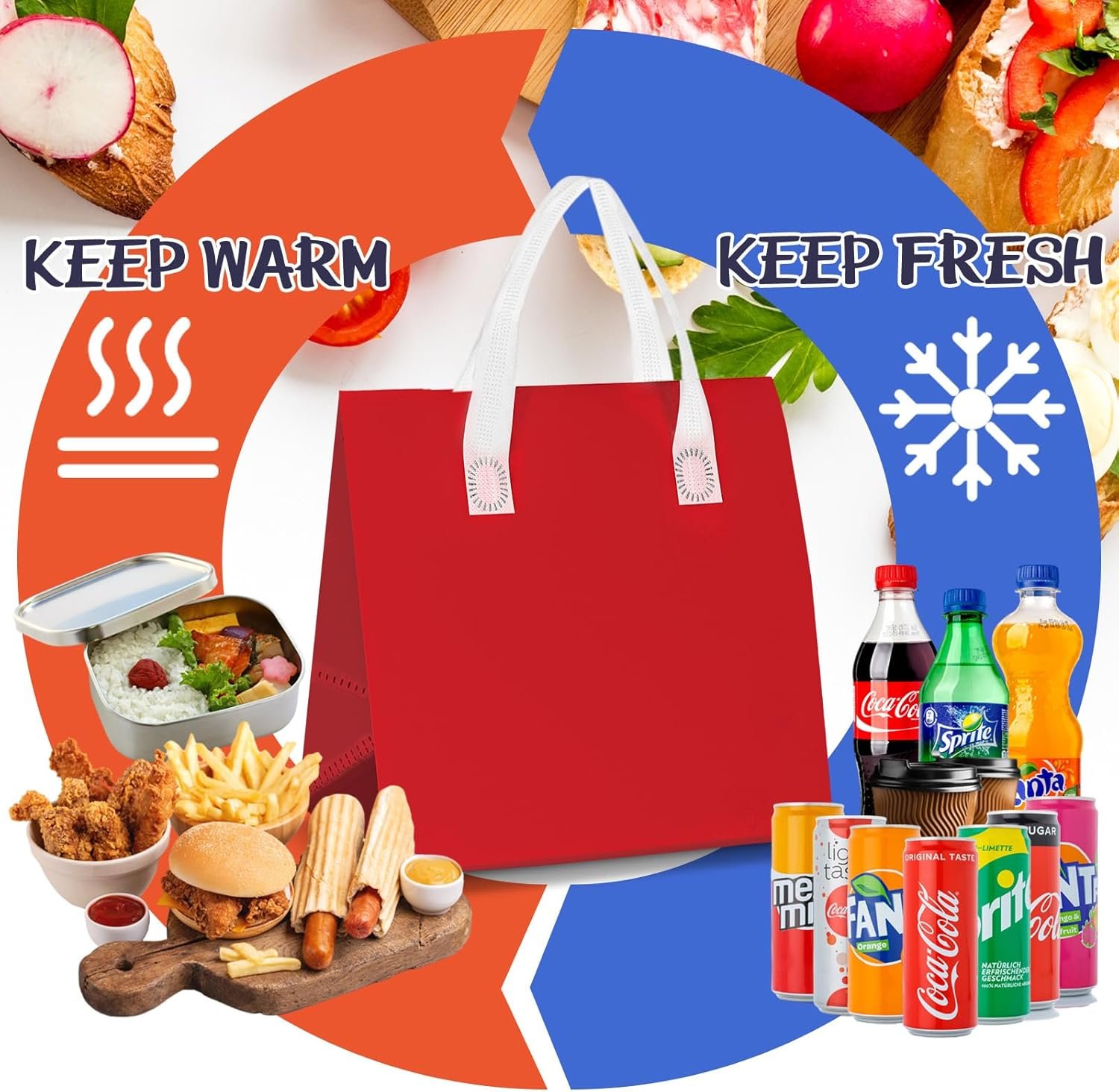 Grossiste sacs isothermes en vrac 150 pièces 9,5 x 9,5 x 6 pouces pour le transport de nourriture, fournitures de café, thé chaud et boissons froides, avec possibilité de logo personnalisé. Fournisseur de sacs jetables pour livraison de pizza et courses.