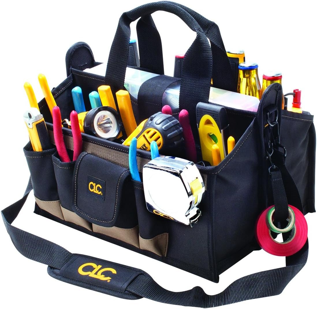 Grossiste sac à outils 16 po avec plateau central, fabriqué par un fournisseur OEM, 16 poches pour un rangement efficace Grossiste sac à outils 16 po avec plateau central, fabriqué par un fournisseur OEM, 16 poches pour un rangement efficace
