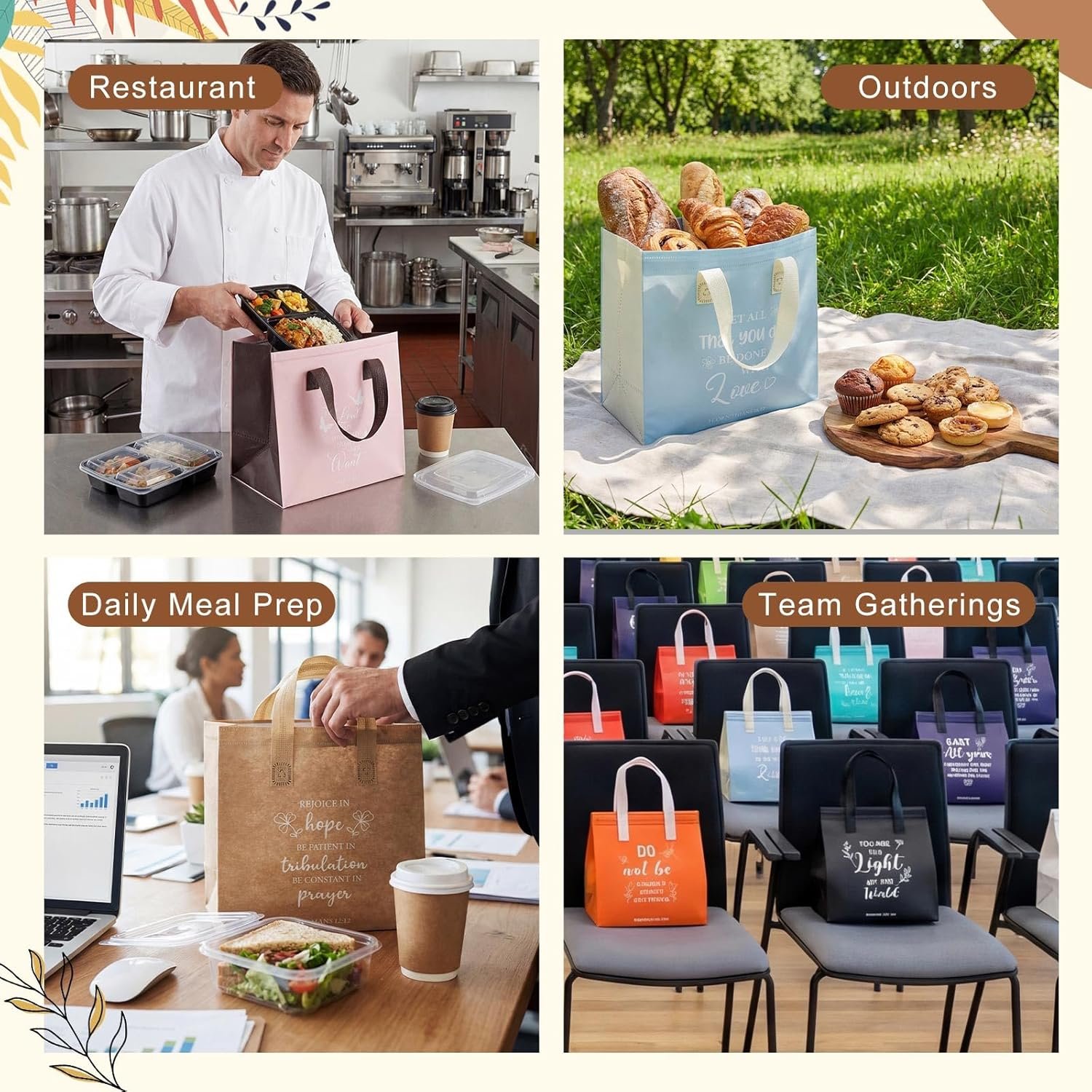 48 Pcs Sac à Offrir Religieux en Gros pour Événements Églises, Marque Blanche, Sacs Isolés pour Aliments Chauds et Froids, Fournisseur d'Activités de Foi et Repas de Groupe