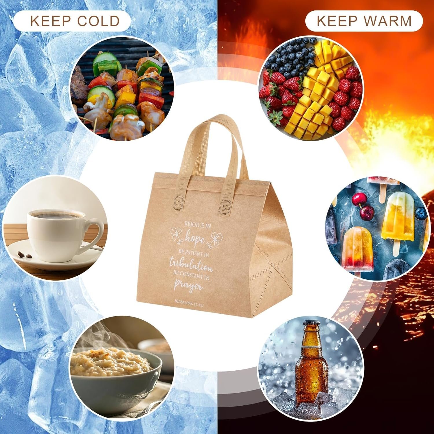 48 Pcs Sac à Offrir Religieux en Gros pour Événements Églises, Marque Blanche, Sacs Isolés pour Aliments Chauds et Froids, Fournisseur d'Activités de Foi et Repas de Groupe