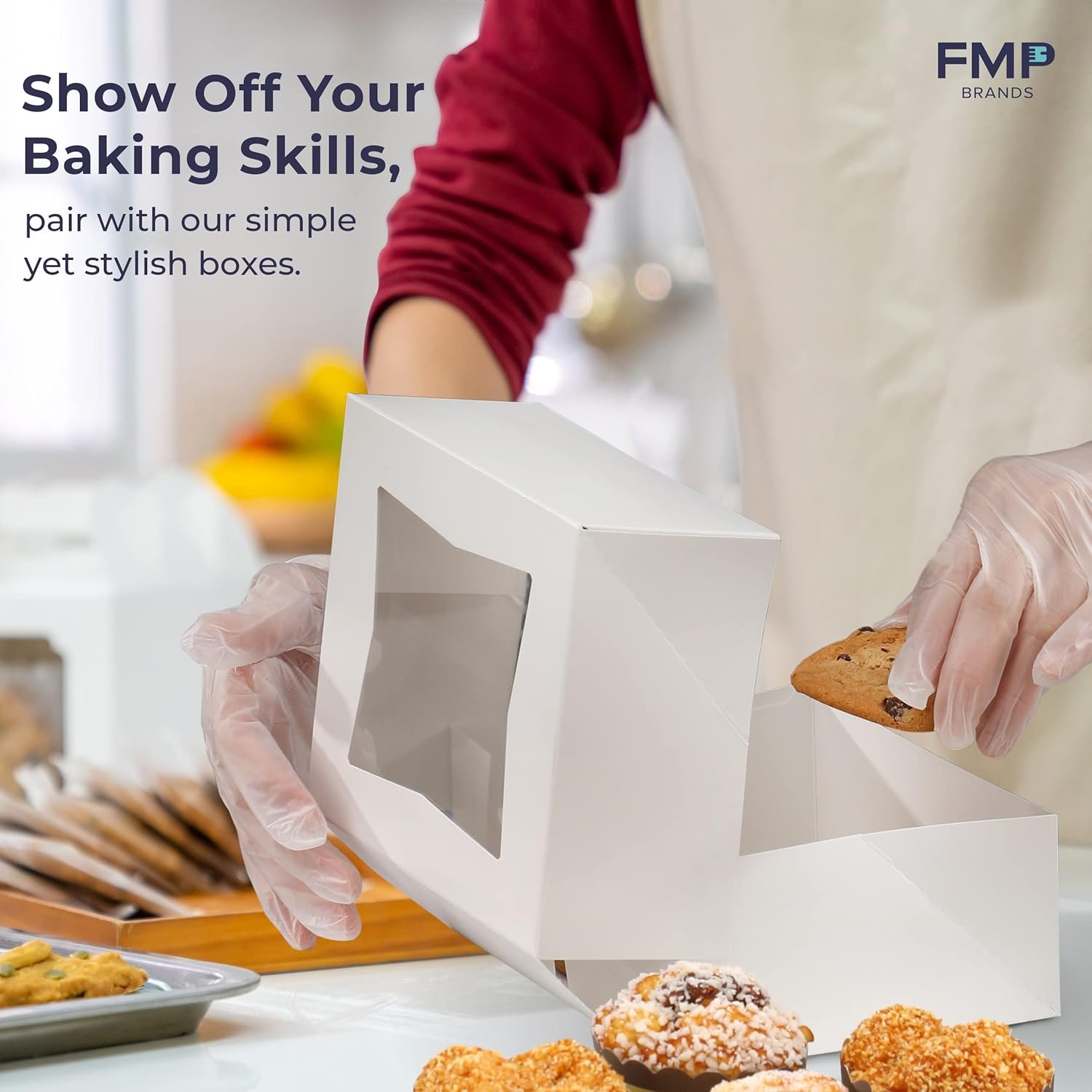 Grossiste Boîtes à pâtisserie en carton avec fenêtre 6x6x3 emballage auto-popup pour cupcakes, gâteaux et pâtisseries, Logo Personnalisé, boîte à friandises et charcuterie pour la Saint-Valentin, Noël, Fournisseur Vente en Gros.