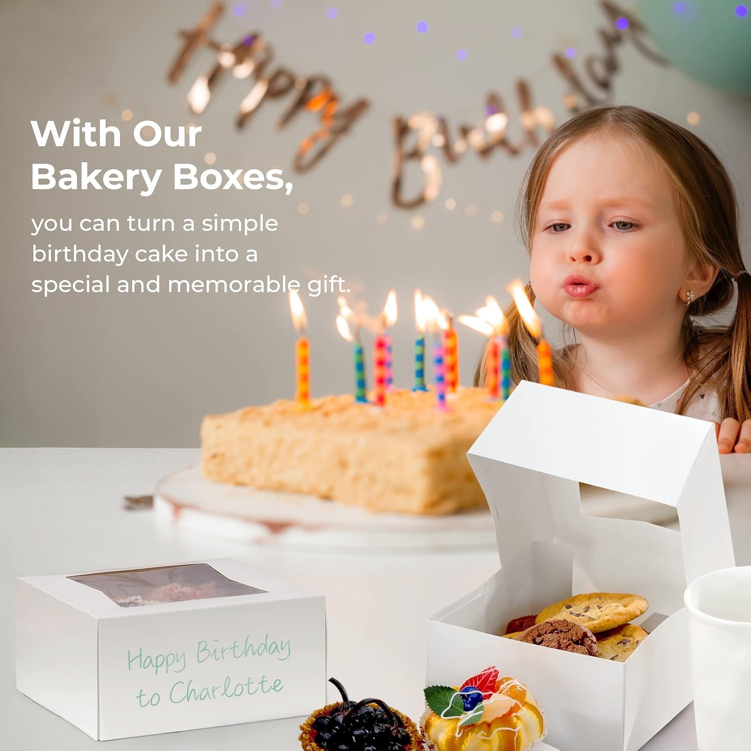 Grossiste Boîtes à pâtisserie en carton avec fenêtre 6x6x3 emballage auto-popup pour cupcakes, gâteaux et pâtisseries, Logo Personnalisé, boîte à friandises et charcuterie pour la Saint-Valentin, Noël, Fournisseur Vente en Gros.