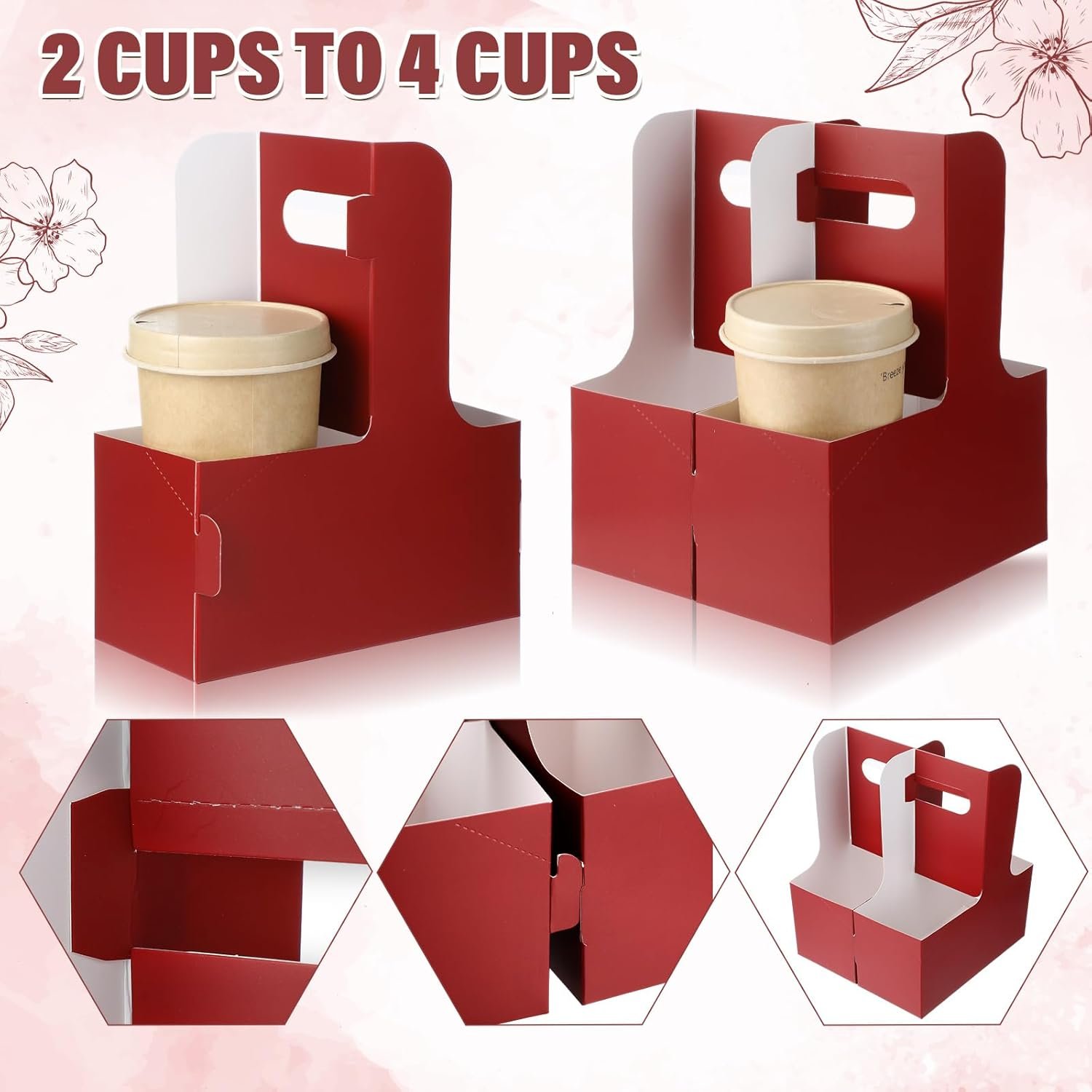 Grossiste 100 Paquet de Porte-Gobelet à 2 Tasses avec Poignée, Fabricant de Porte-Gobelet en Papier Jetable, Logo Personnalisé pour Livraison de Café (Rouge Foncé) Grossiste 100 Paquet de Porte-Gobelet à 2 Tasses avec Poignée, Fabricant de Porte-Gobelet en Papier Jetable, Logo Personnalisé pour Livraison de Café (Rouge Foncé)