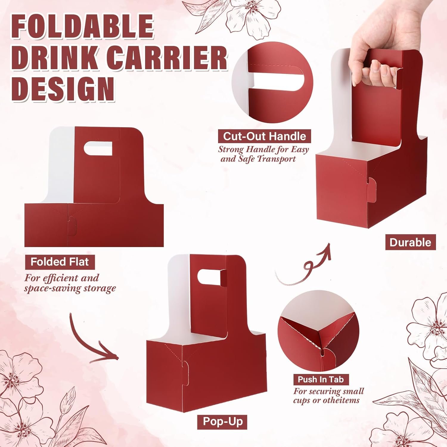 Grossiste 100 Paquet de Porte-Gobelet à 2 Tasses avec Poignée, Fabricant de Porte-Gobelet en Papier Jetable, Logo Personnalisé pour Livraison de Café (Rouge Foncé) Grossiste 100 Paquet de Porte-Gobelet à 2 Tasses avec Poignée, Fabricant de Porte-Gobelet en Papier Jetable, Logo Personnalisé pour Livraison de Café (Rouge Foncé)