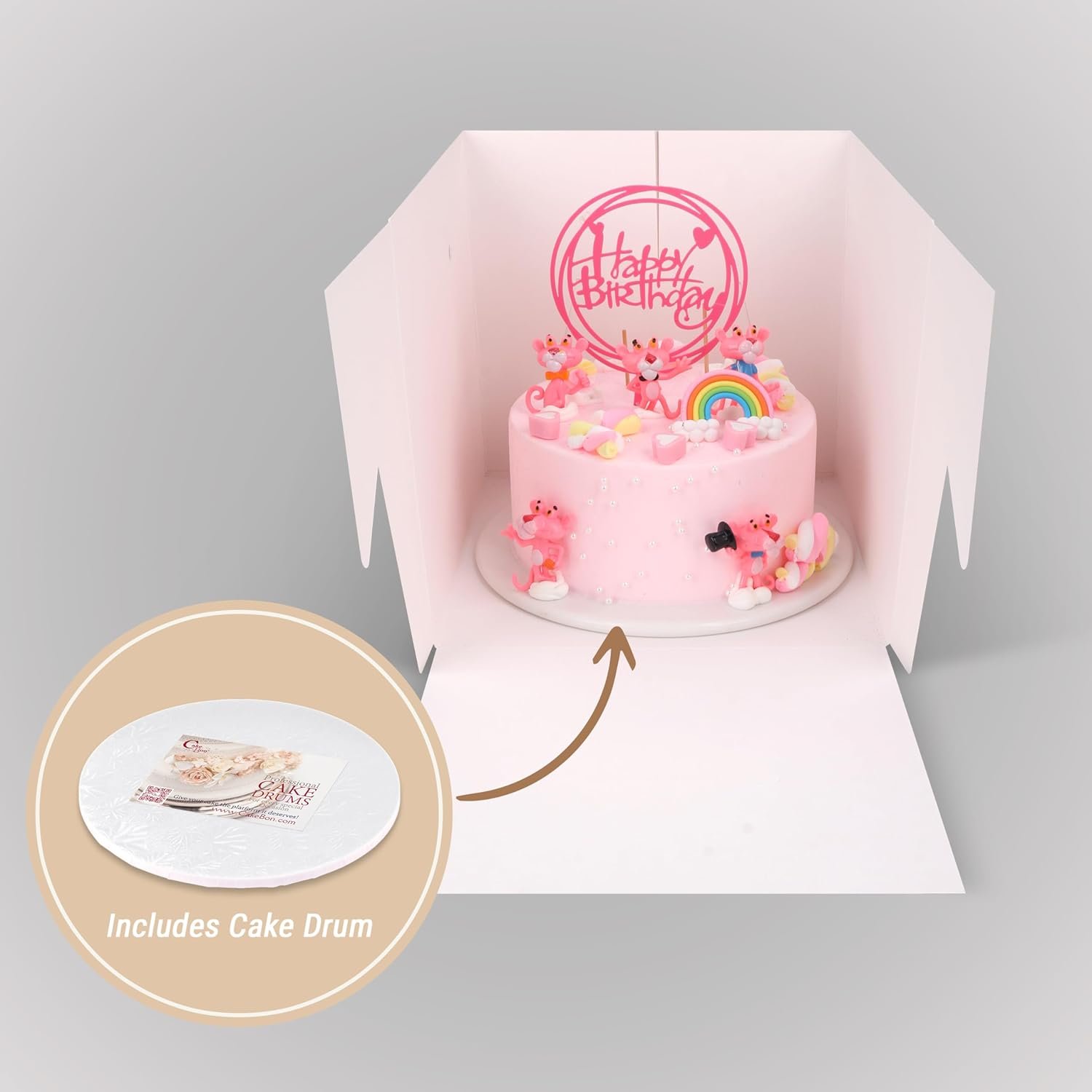 Caja pour Gâteaux - 8 Pouces Rond - Fenêtre pour Anniversaires, Mariages et Fêtes - Vente en Gros avec Logo Personnalisé - Usine de Fabrication de Boîtes en Carton (3-Pack)