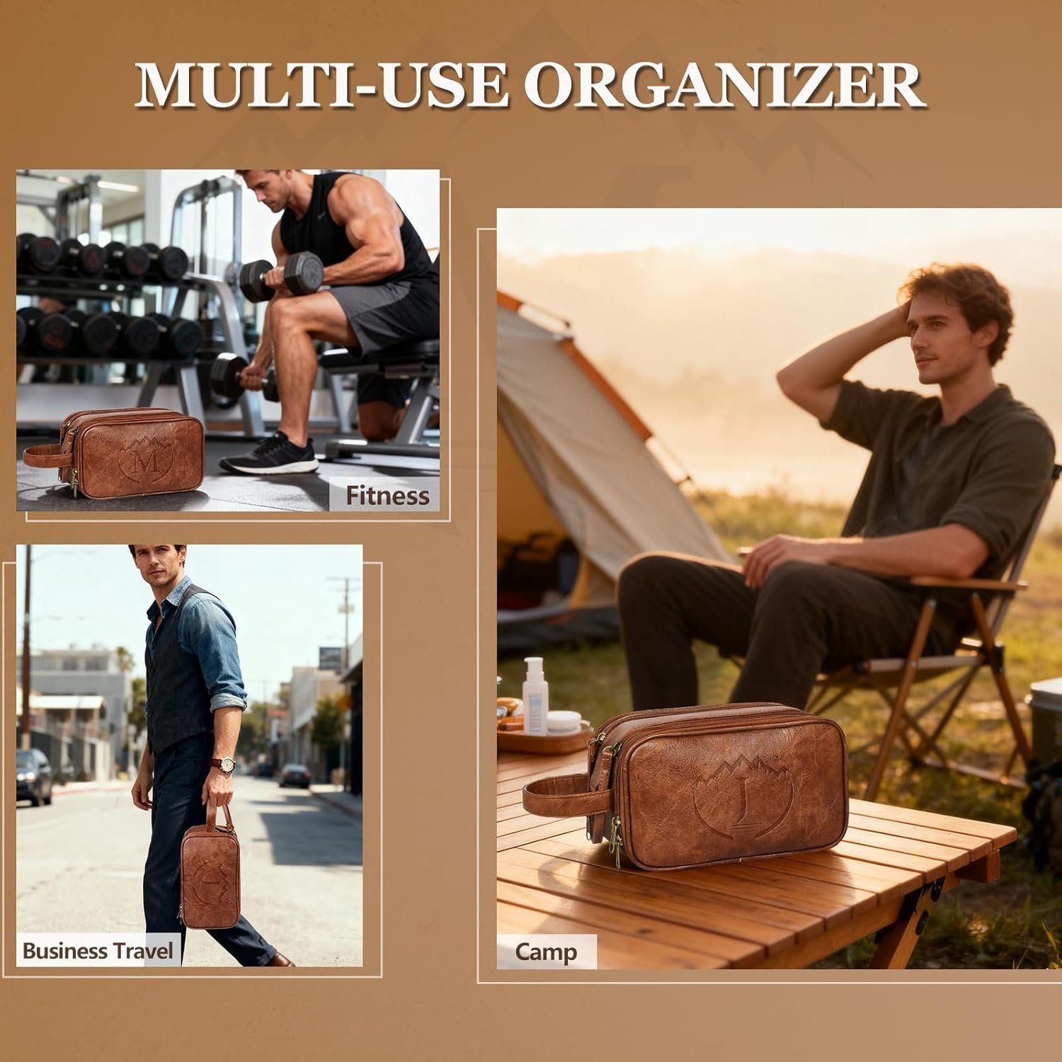 Sac de toilette de voyage pour hommes, fabriqué en PU cuir, essentiel de voyage personnalisé, grossiste pour articles de toilette, cadeaux d'anniversaire pour hommes, marron, OEM Sac de toilette de voyage pour hommes, fabriqué en PU cuir, essentiel de voyage personnalisé, grossiste pour articles de toilette, cadeaux d'anniversaire pour hommes, marron, OEM