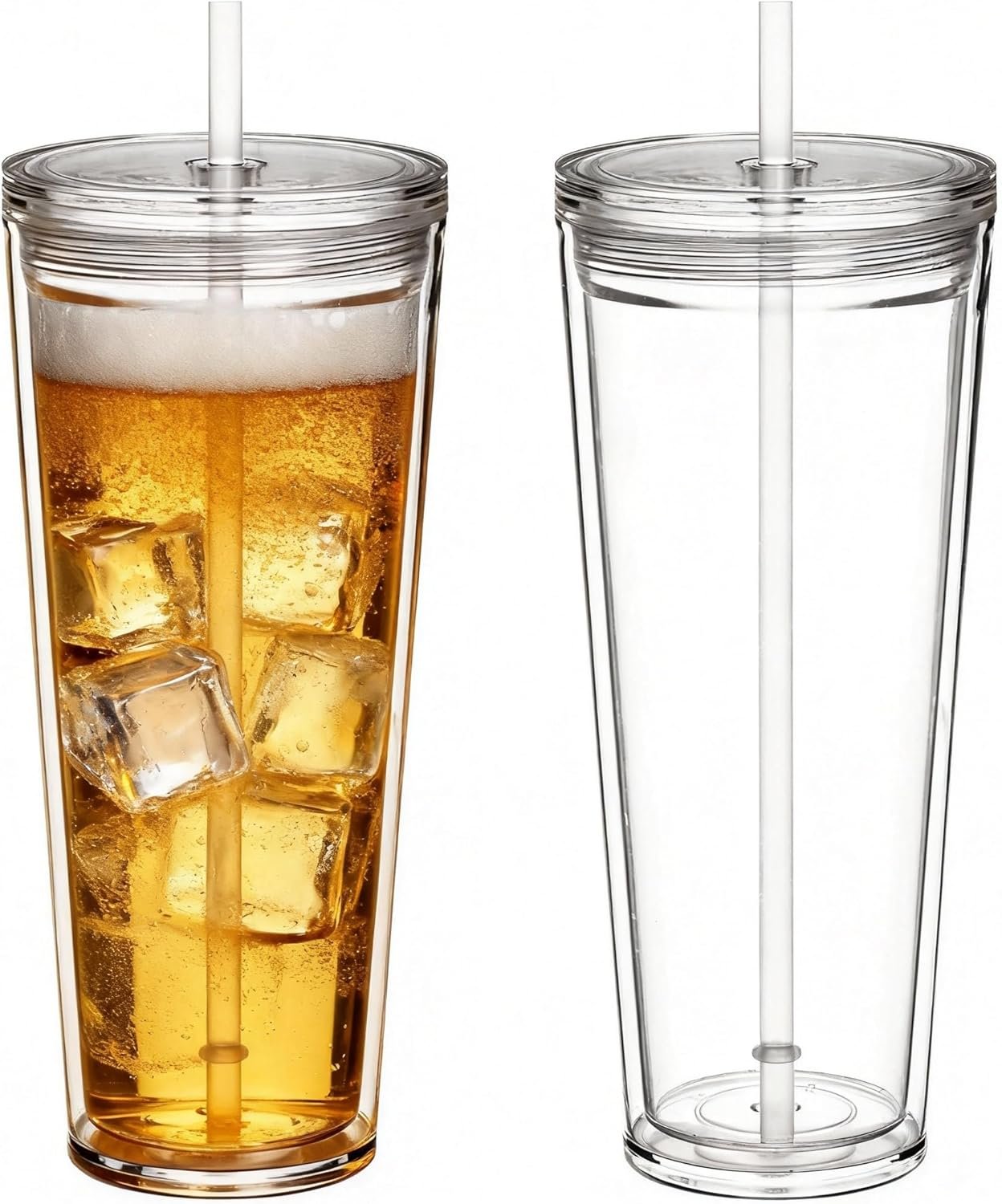 Grossiste gobelet réutilisable de 24oz avec couvercle et paille, étanche et isolé à double paroi, idéal pour le café glacé, logo personnalisé, fabricant de contenants en plastique.