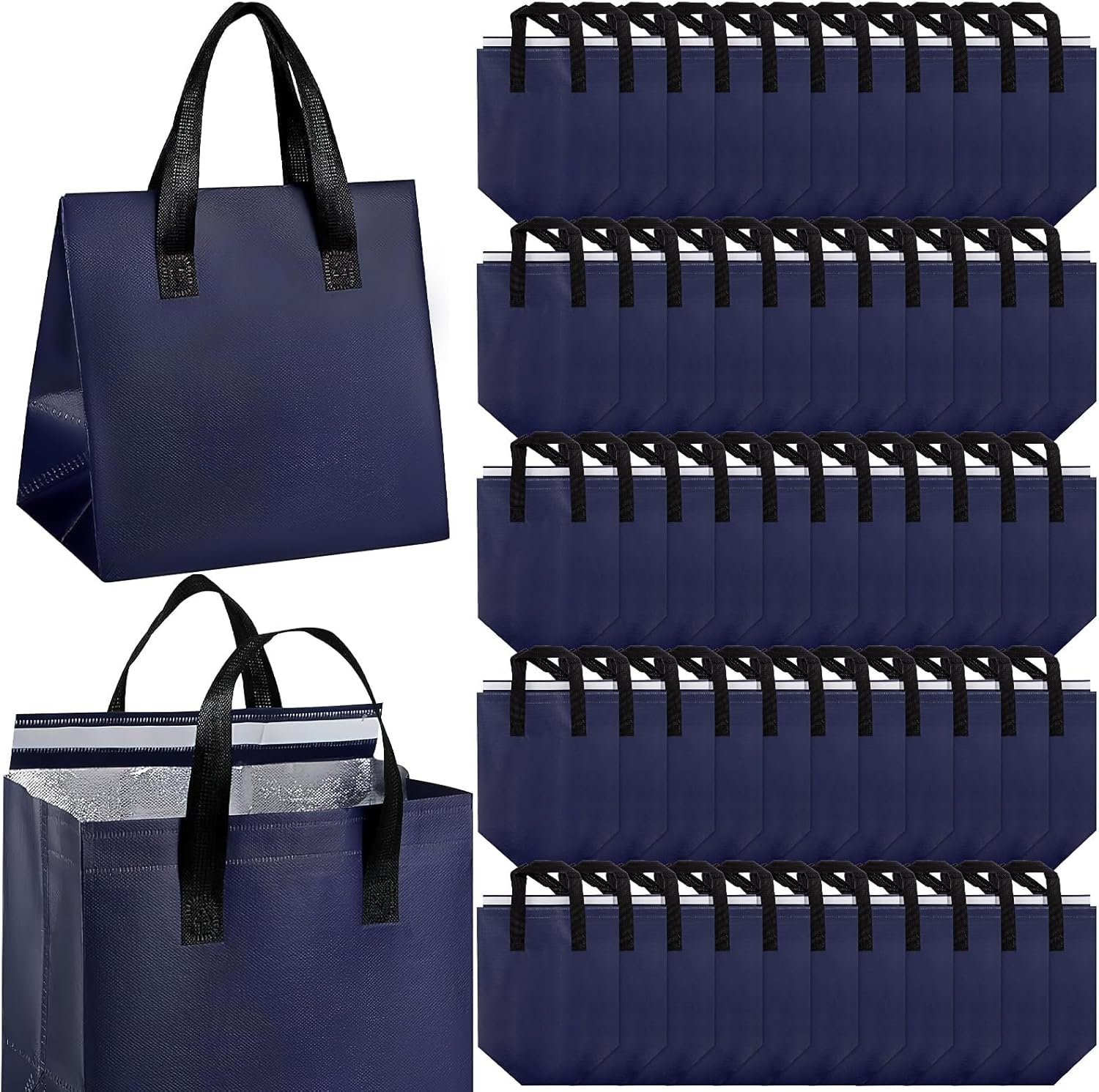Bags Take Away Isolés en Vrac, 100 Pcs Sac Thermique Réutilisable pour Livraison de Nourriture (9,5 x 6 x 9,5 in), Logo Personnalisé, Fournisseur, Sac Isotherme pour Plats Chauds et Froids.
