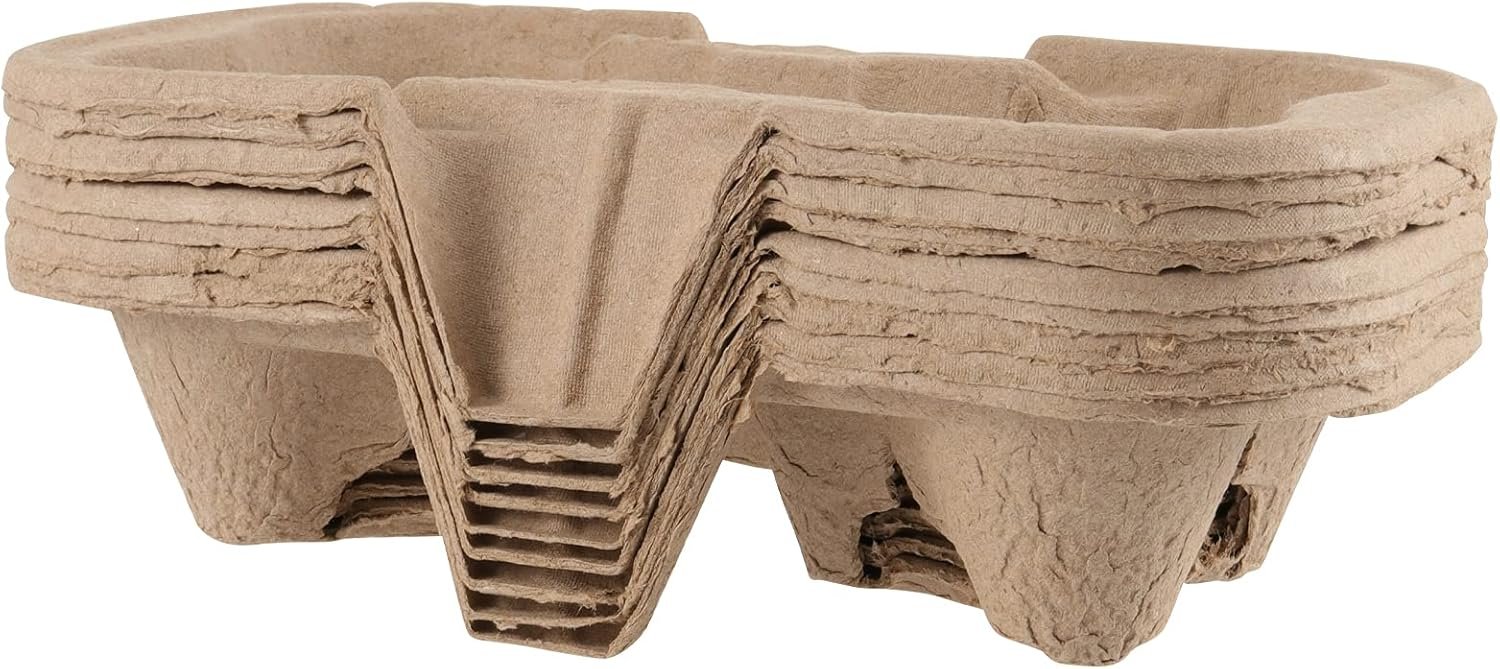 Grossiste de 100 PCS Porte-Gobelets en Fibre de Pulpe, Support Moldé pour Boissons Chaudes ou Froides, Marque Blanche et Compostable