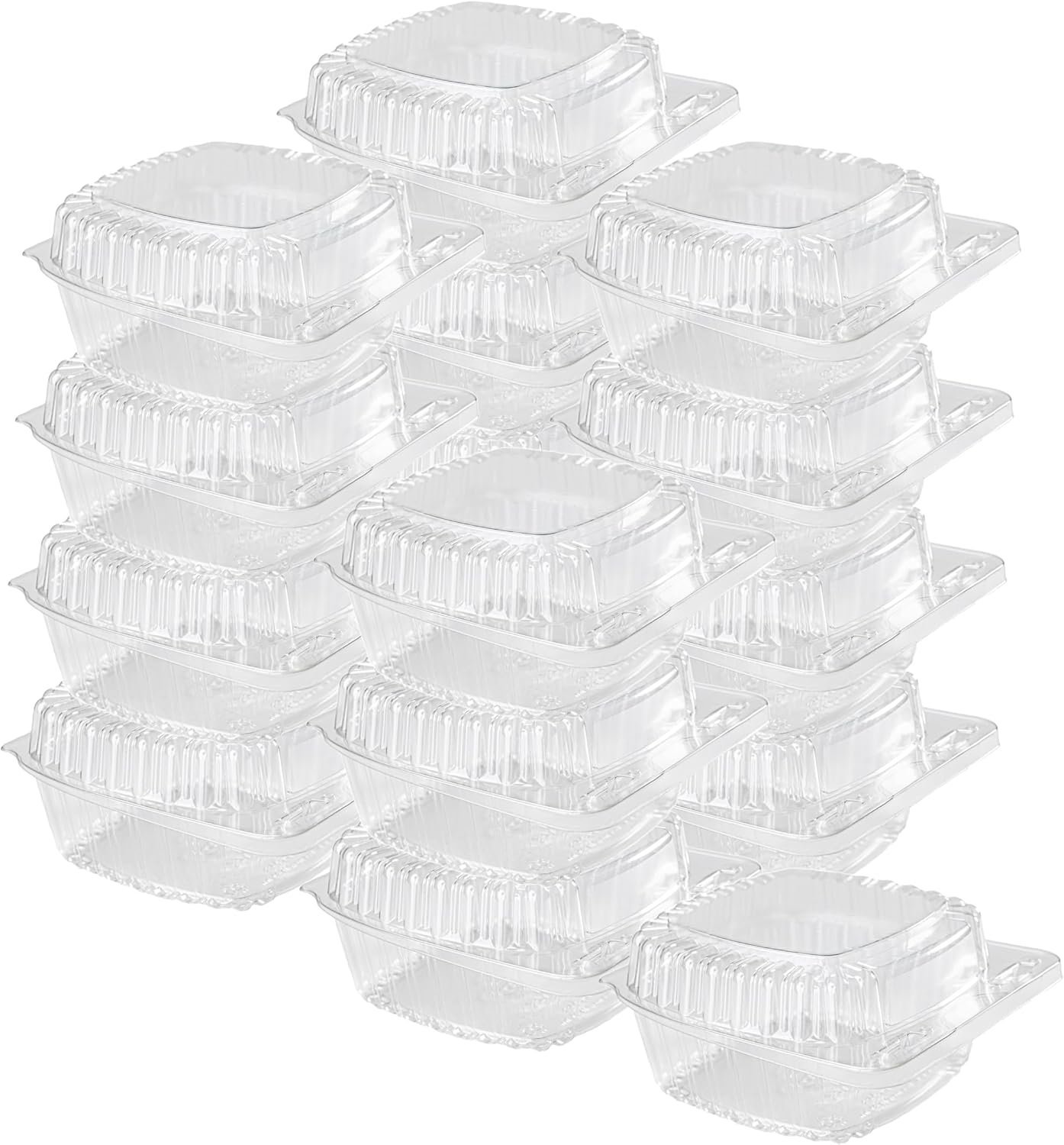 Conteneurs alimentaires en plastique clair 50-Pack 4 x 4 pouces, vente en gros, pour snacks et repas, fabriqués par un fournisseur, options de logo personnalisé.
