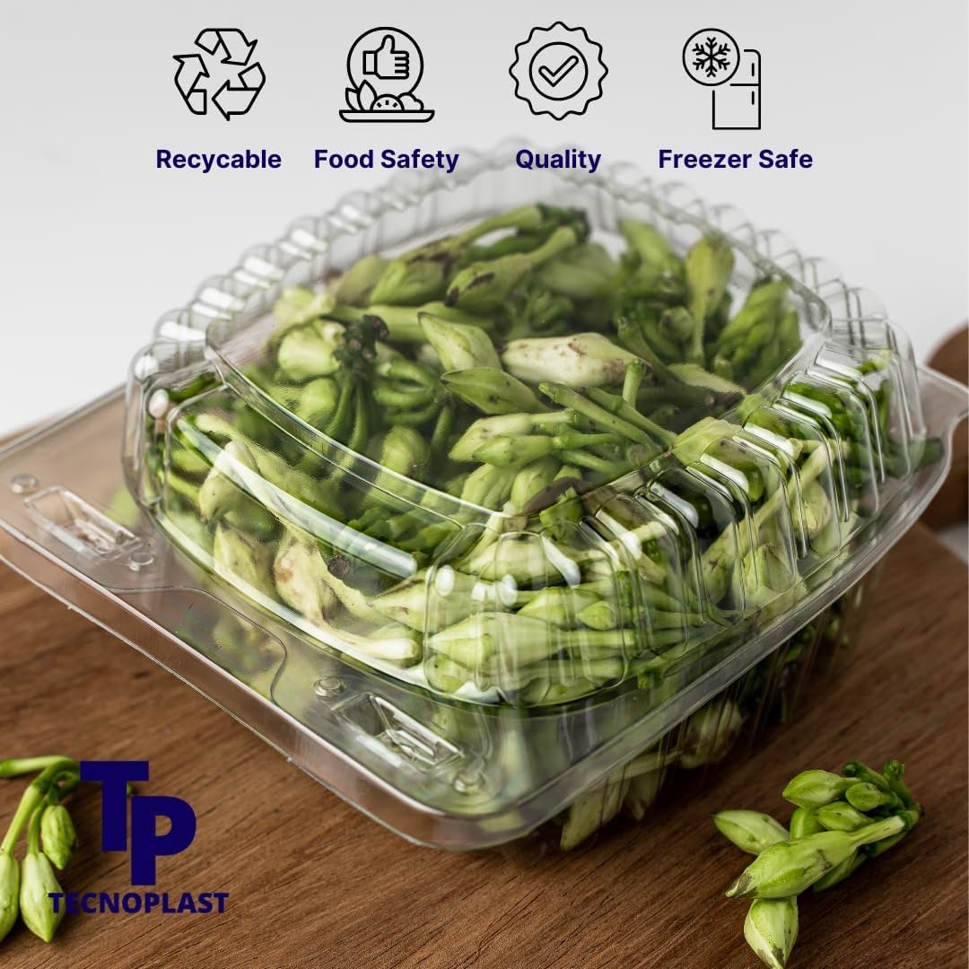 Conteneurs alimentaires en plastique clair 50-Pack 4 x 4 pouces, vente en gros, pour snacks et repas, fabriqués par un fournisseur, options de logo personnalisé.