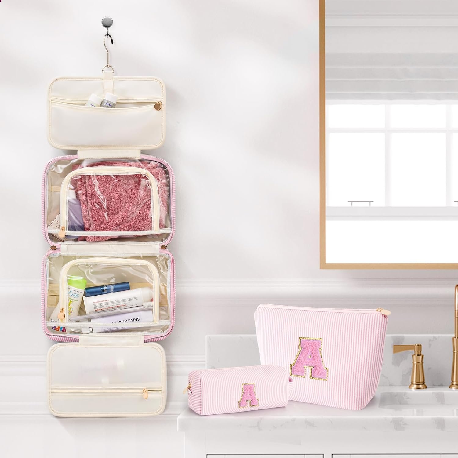 Panier de cadeaux de Pâques pour adolescentes et femmes - Toilettage personnalisé | Fabricant de sacs cosmétiques - Cadeaux tendance pour filles de 8 à 16 ans - Vente en gros de sacs de maquillage pink A