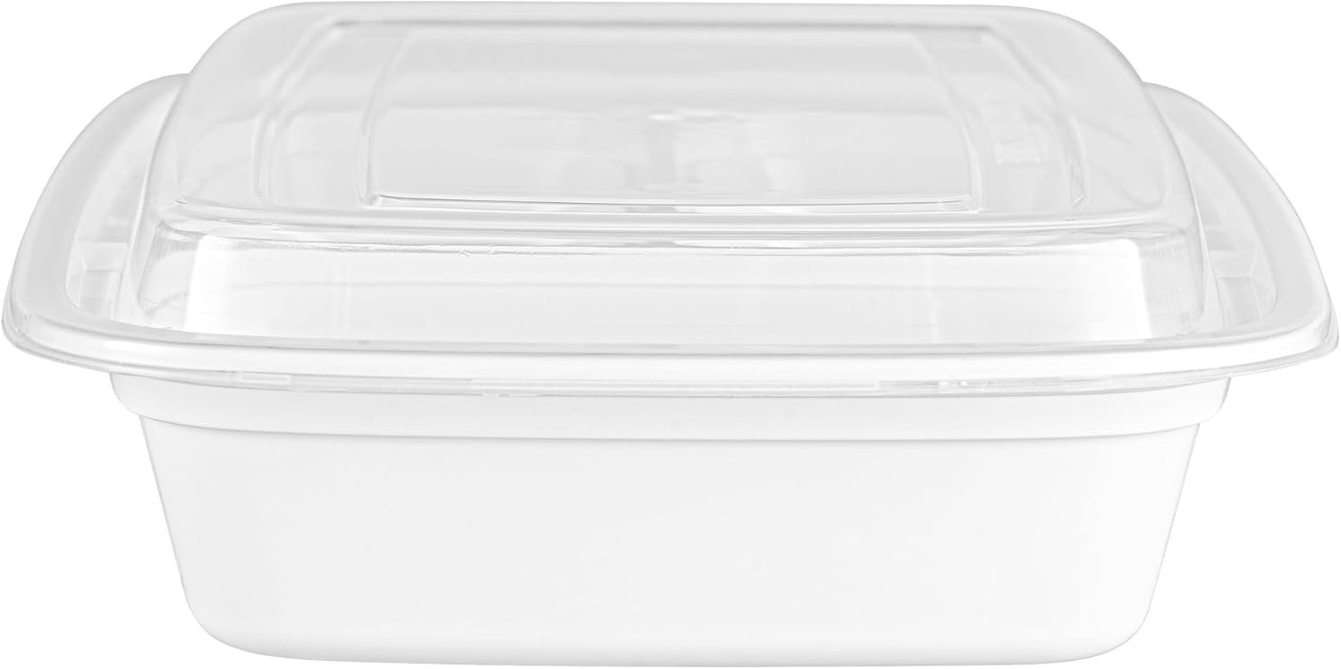 Grossiste Boîtes à emporter compartimentées de 26 onces, 50 contenants alimentaires en plastique blanc, 3 compartiments, avec couvercles en plastique clair, sans BPA, pour préparation de repas, Fabricant en gros, Logo Personnalisé.