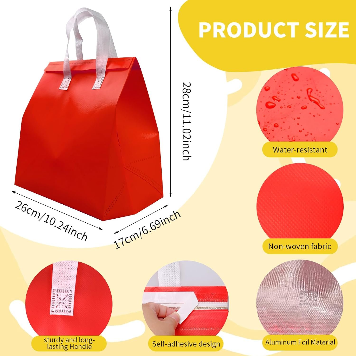 Grossiste 240 Pcs Sacs Isolés Pour Emporter 10,24 x 11,02 x 6,69 Pouces Vente en Gros Sacs Thermiques Jetables pour Livraison de Nourriture Chaude Froide Système de Refroidissement (8 Couleurs) Fabricant de Sacs à Logo Personnalisé Grossiste 240 Pcs Sacs Isolés Pour Emporter 10,24 x 11,02 x 6,69 Pouces Vente en Gros Sacs Thermiques Jetables pour Livraison de Nourriture Chaude Froide Système de Refroidissement (8 Couleurs) Fabricant de Sacs à Logo Personnalisé