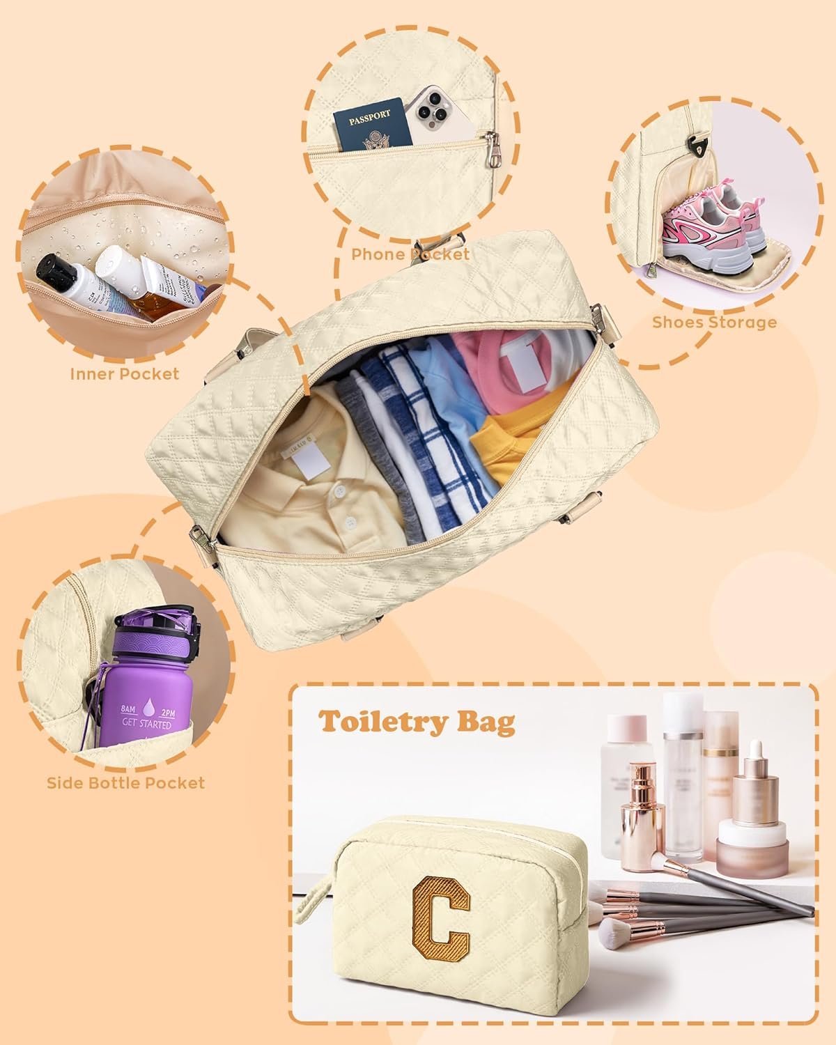 Duffle Bag de voyage personnalisable pour femmes et filles, sac weekender idéal, Grossiste en accessoires, sac de sport pour gymnastes et adolescentes, Fabricant de sacs de qualité, vente en gros de cadeaux originaux pour elle.