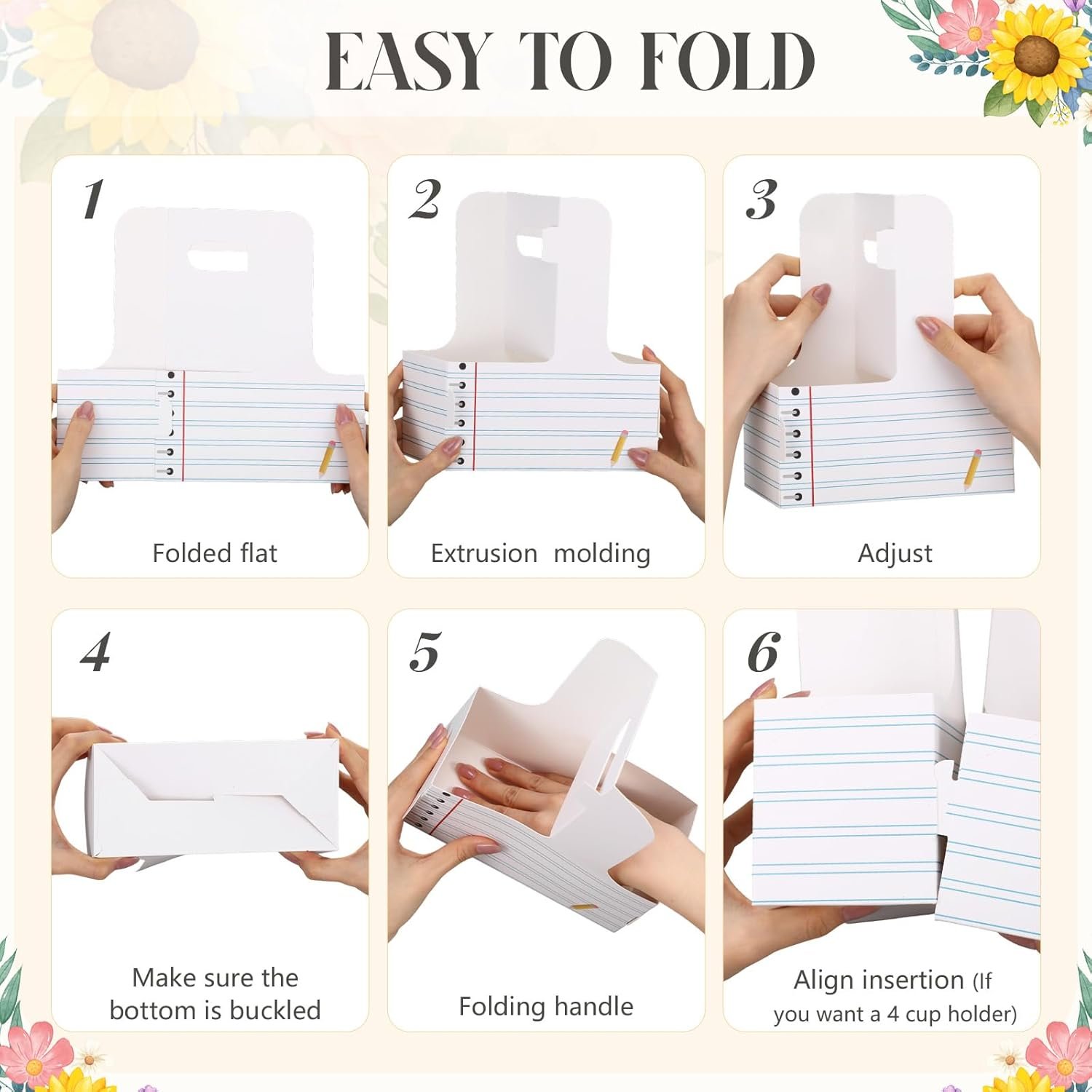 Grossiste 40 Pcs Porte- boissons en Kraft avec poignées, cadeaux de remerciement pour enseignants, Logo Personnalisé pour boissons chaudes et froides, supports cadeaux pliables. Fournisseur d'articles de bureau pour la rentrée.