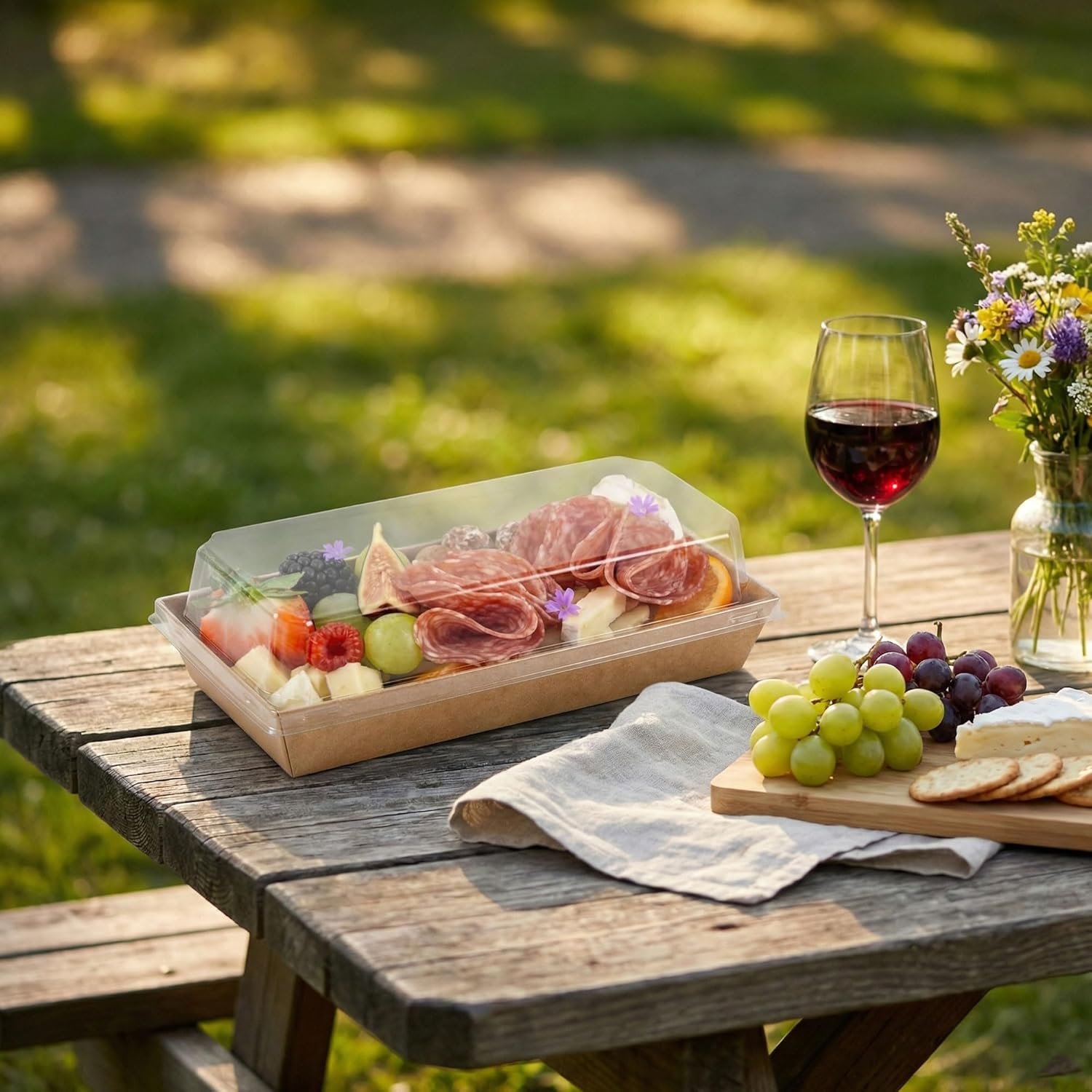 Boîte à charcuterie 50 pièces 7,5x3,3 pouces - Fournisseur de mini boîtes à desserts avec couvercles transparents, pour gros volumes, OEM, accessoires pour planches de charcuterie, gâteau, chocolat, donuts.