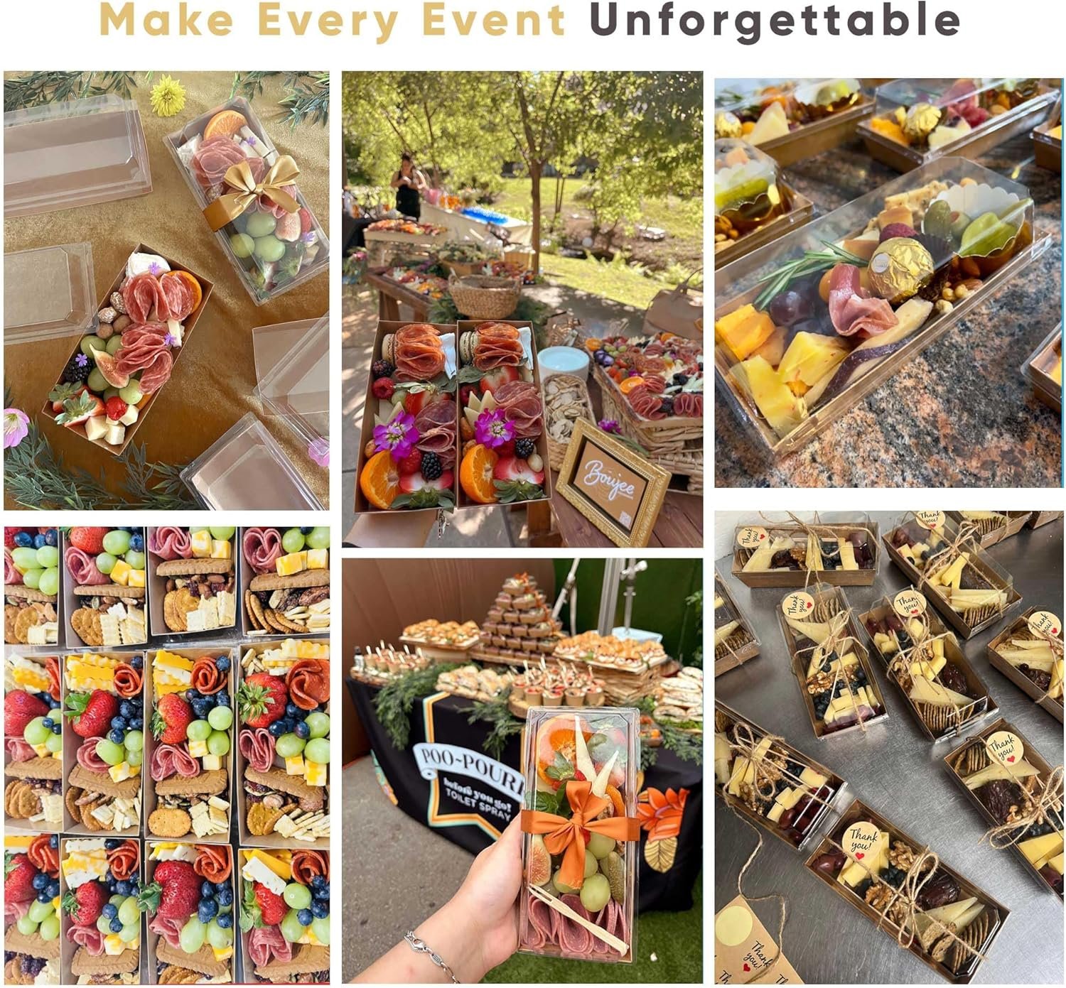 Boîte à charcuterie 50 pièces 7,5x3,3 pouces - Fournisseur de mini boîtes à desserts avec couvercles transparents, pour gros volumes, OEM, accessoires pour planches de charcuterie, gâteau, chocolat, donuts.