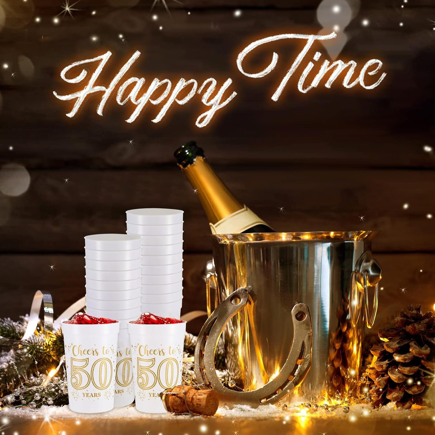 Grossiste en Vrac de 40 gobelets en plastique de 16 oz pour anniversaires, fournitures de fête pour hommes et femmes, logo personnalisé avec décoration or et blanc, fabricant d'accessoires pour la célébration des 50 ans. Grossiste en Vrac de 40 gobelets en plastique de 16 oz pour anniversaires, fournitures de fête pour hommes et femmes, logo personnalisé avec décoration or et blanc, fabricant d'accessoires pour la célébration des 50 ans.