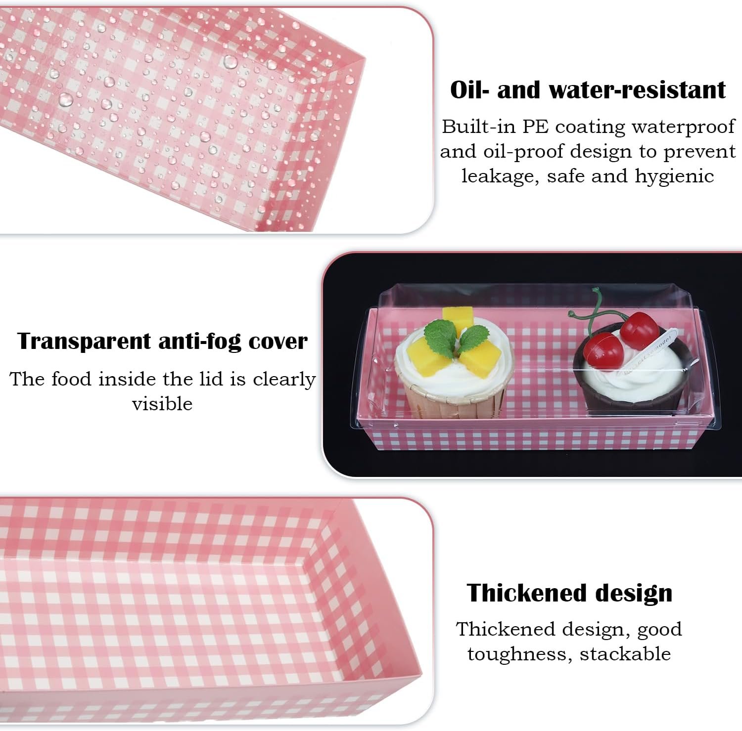 Grossiste Boîte à Gâteaux Roll, 50 Pack Conteneur en Plastique pour Gâteaux Suisses, Couverture Transparente, Boîte Desserts, Fournisseur de Muffins et Pâtisseries, Logo Personnalisé pour Présentation Sushi et Fruits.