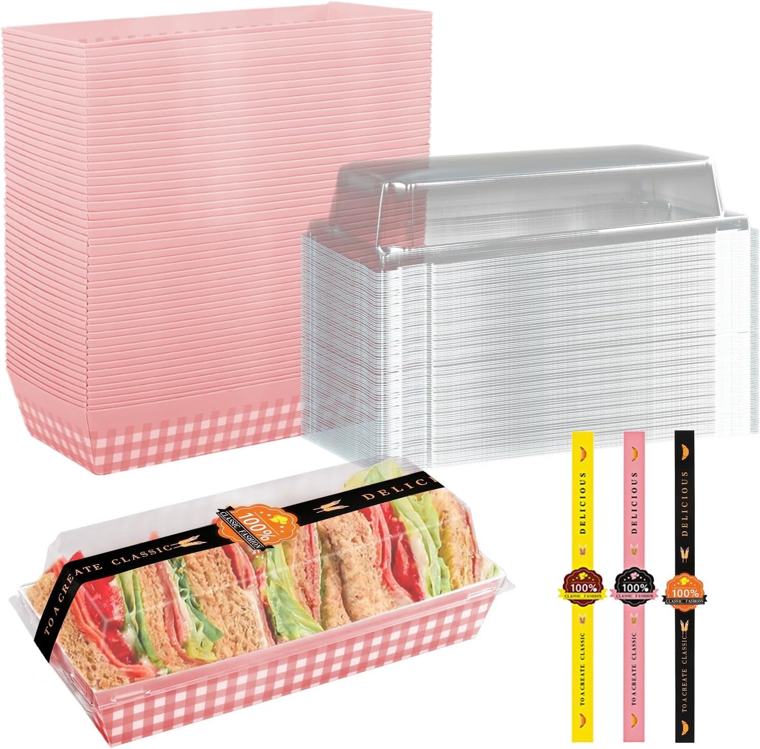 Grossiste Boîte à Gâteaux Roll, 50 Pack Conteneur en Plastique pour Gâteaux Suisses, Couverture Transparente, Boîte Desserts, Fournisseur de Muffins et Pâtisseries, Logo Personnalisé pour Présentation Sushi et Fruits.