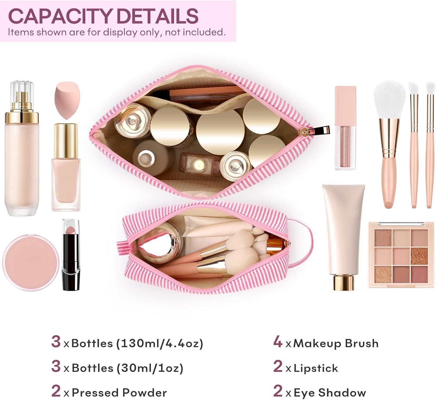 Grossiste de sacs à cosmétiques pour voyages - Ensembles de 2PCS pour filles adolescentes et femmes, parfaits comme cadeau pour un anniversaire ou une enseignante - Produit OEM pour ados de 11 à 16 ans - Sac rose tendance